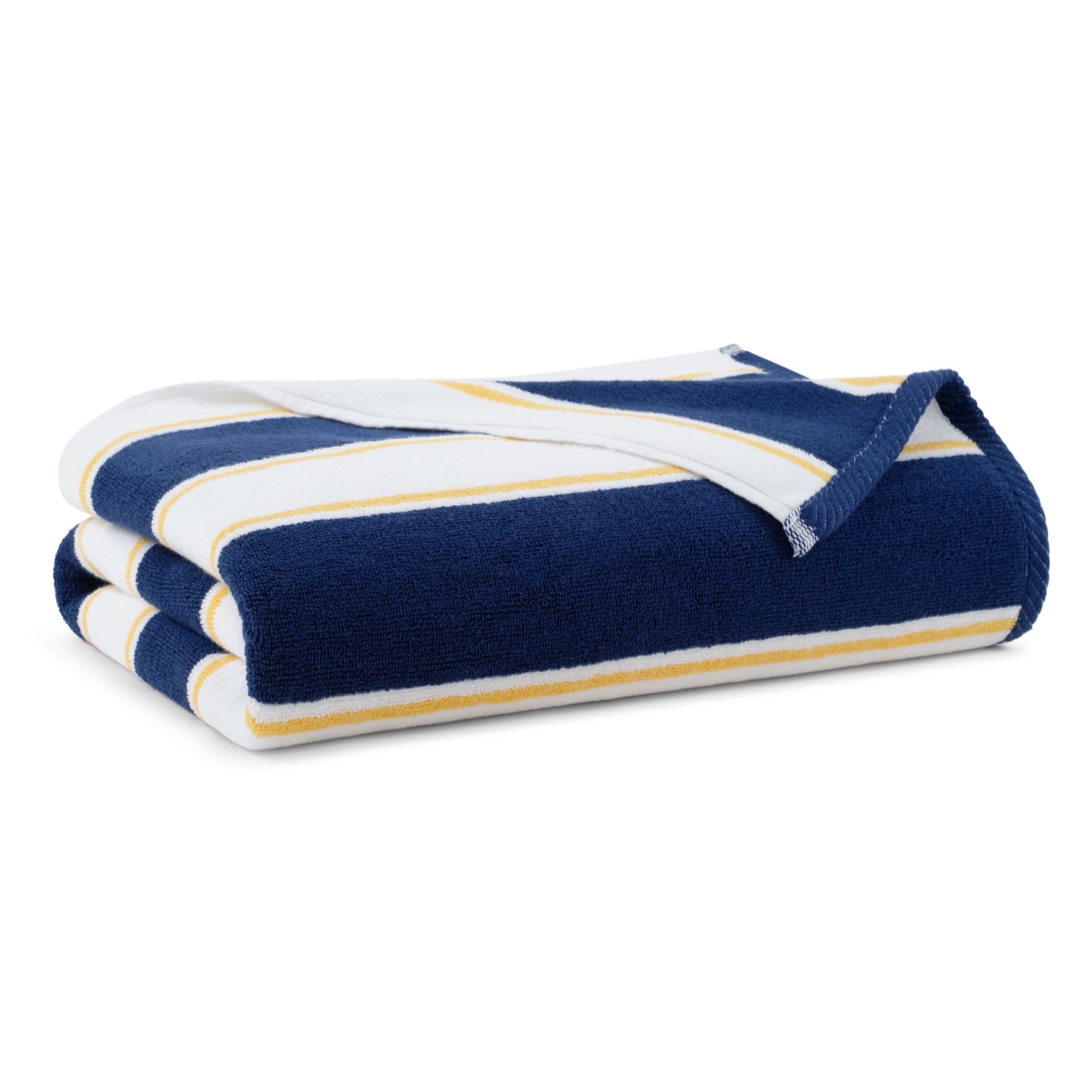 Aston & Arden Premium Striped Beach Towel - Extra Large 35x70 Inch Soft Plush Cotton Towel, 600 GSM Heavyweight & Luxurious for Pool, Resort, Spa - Navy & Yellow Stripes | Perfect for Beach, Hot Tub, Lounging & Outdoor Activities