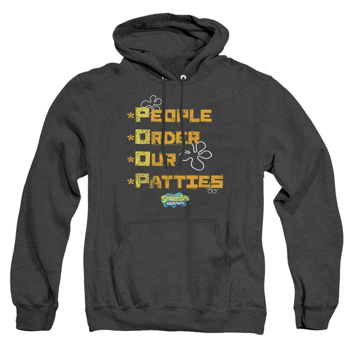 LOGOVISION Spongebob 'People Order Our Patties' Unisex Hoodie - Soft Heather Pullover for Men & Women | Perfect for Casual Wear, Cosplay & Spongebob Fans