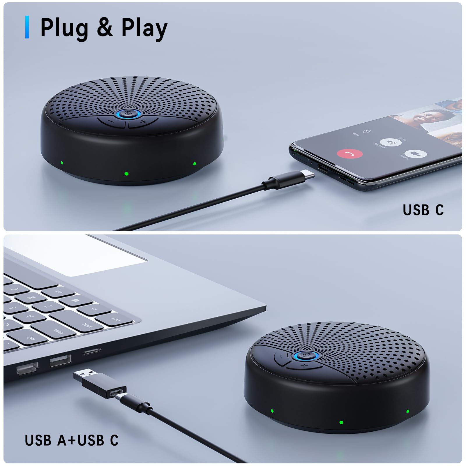 Professional USB Conference Speakerphone with 6 Wireless Microphones - 360° Voice Pickup & AI Noise Cancellation for Zoom/Teams/Skype - Ideal for Business Meetings, Webinars & Remote Collaboration