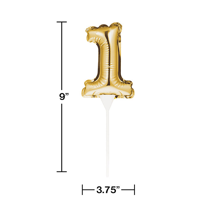 1 Gold Number Balloon Cake Topper - Elegant Birthday Party Decorations for Weddings, Anniversaries & Celebrations - Perfect for Cake Decor, Photo Props & Party Supplies