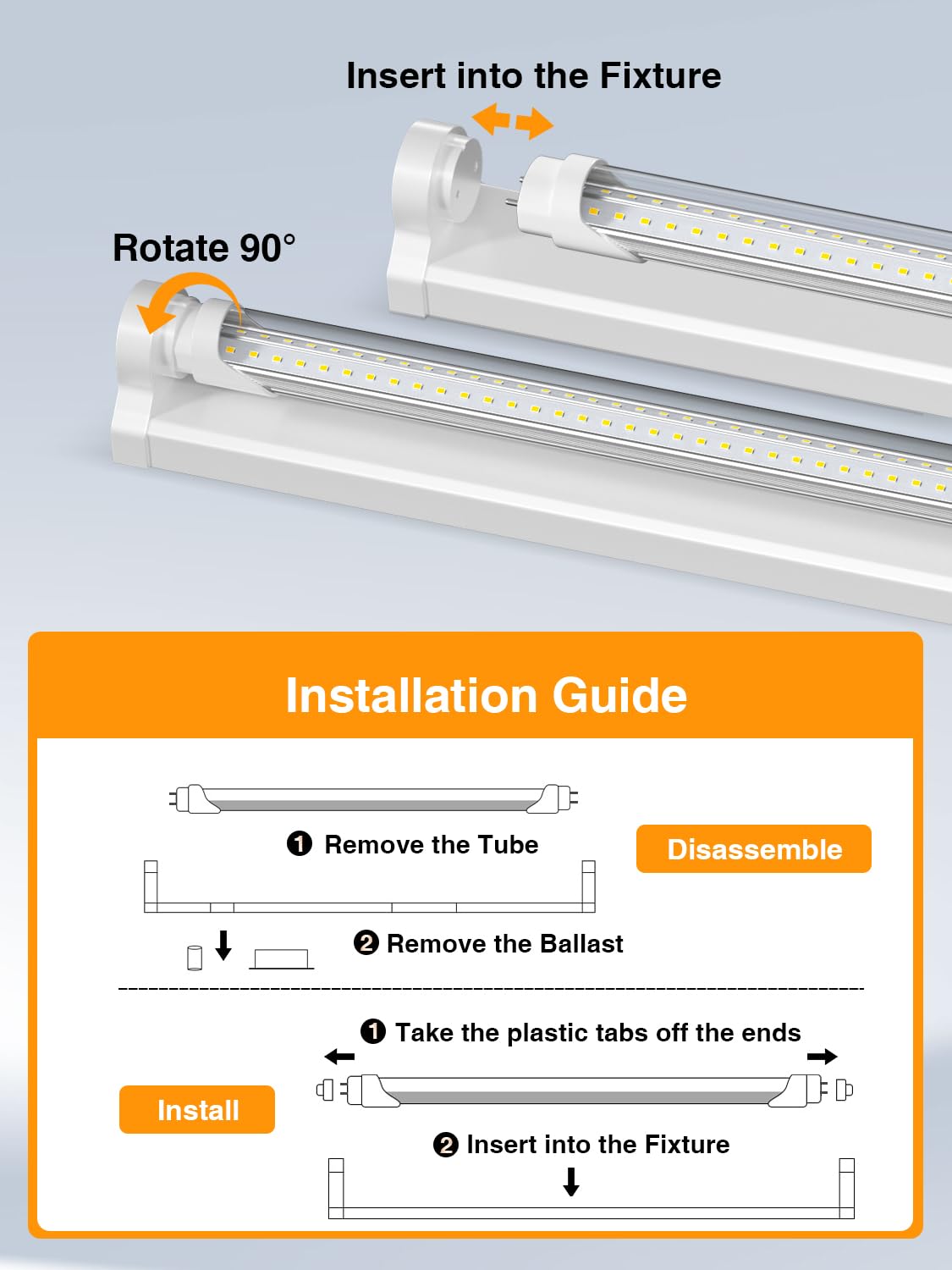 T8 LED Bulbs 4ft 6500K 36W 5400LM - Super Bright Daylight LED Tube Lights (20 Pack) | Fluorescent Replacement with Ballast Bypass for Workshop, Garage, Warehouse & Office Lighting