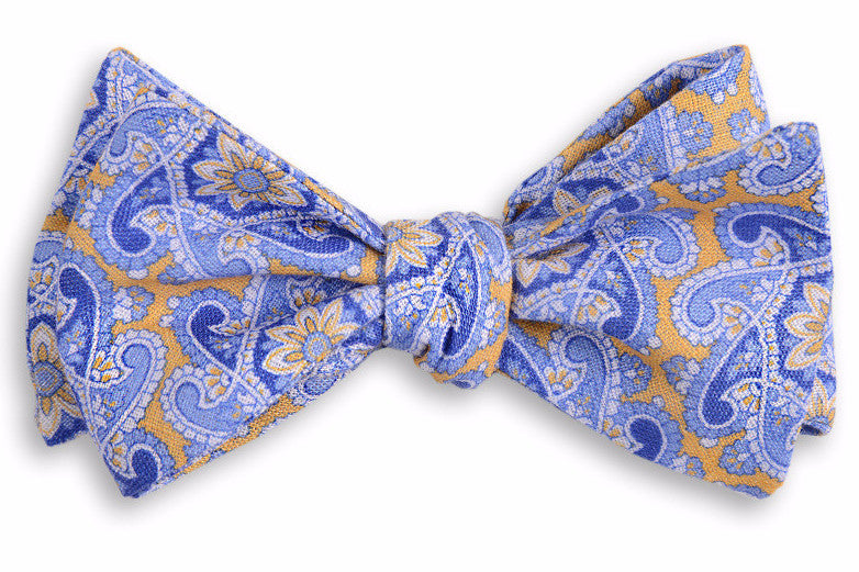 Stylish Yellow Derby Paisley Bow Tie for Men - Vintage Floral Pattern Formal Necktie - Perfect for Weddings, Prom, Parties & Business Events