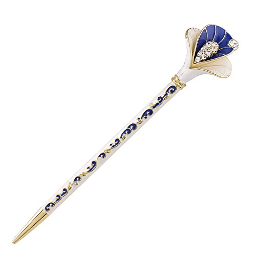 Rhinestone Crystal Hair Sticks - Elegant Wedding Hair Accessories for Women (Blue & Gold) | Bridal Hairstyles, Prom, Special Occasions | Perfect for Updos, Bun Hairstyles & Formal Events