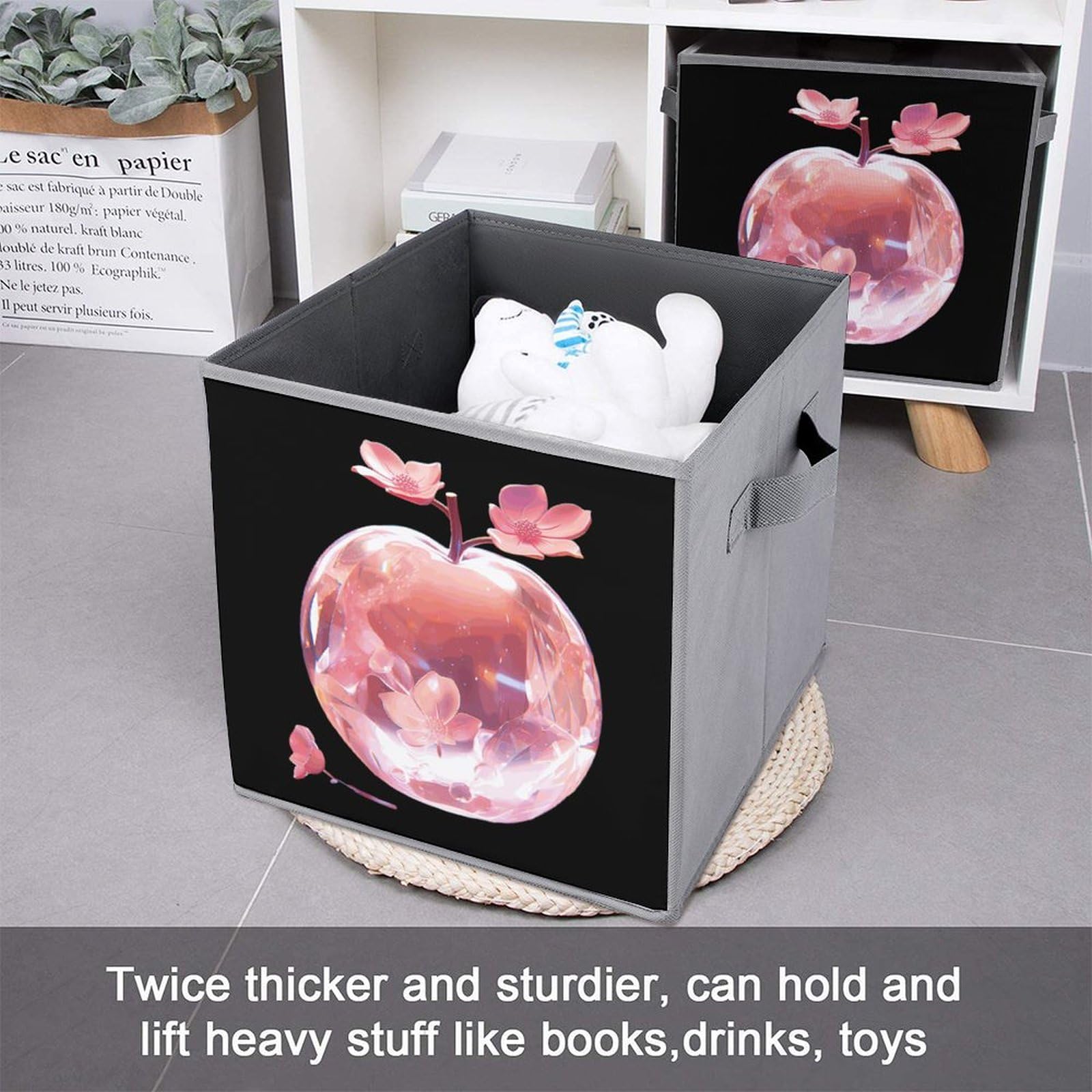 6-Pack Crystal Clear Foldable Storage Cubes with Handles - Square Organizer Bins for Closet, Nursery, Office & Home Organization - Space Saving Storage Baskets for Toys, Books & Clothes