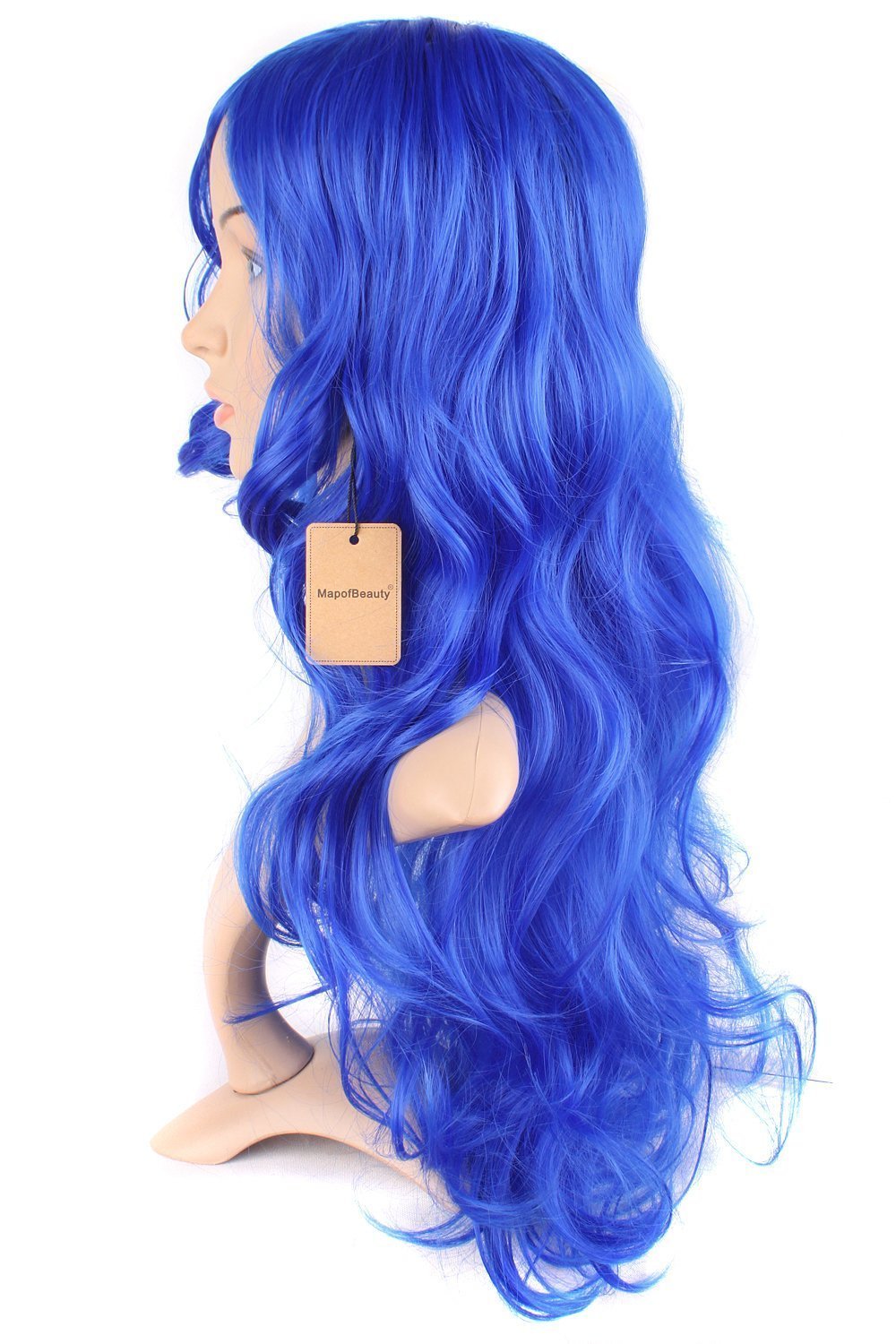 24 Inch Long Wavy Synthetic Wig with Side Bangs - Navy Blue Anime Cosplay Wig for Women | Perfect for Halloween, Costume Parties & Cosplay Events