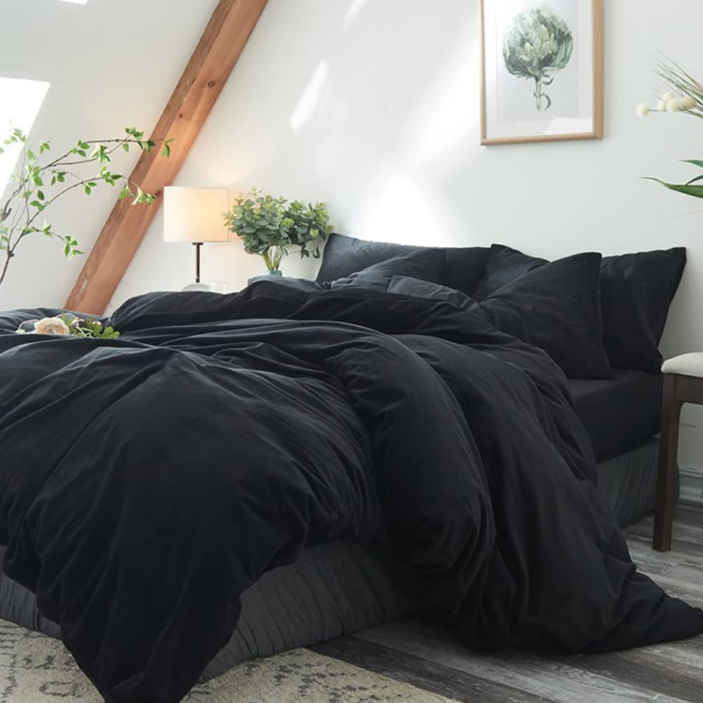CLOTHKNOW Black Twin Comforter Set 3Pcs - Soft All Black Bedding Set for Boys & Men - Breathable & Cozy Comforter with Pillow Shams - Perfect for Dorm Rooms, Guest Beds & Teen Bedrooms