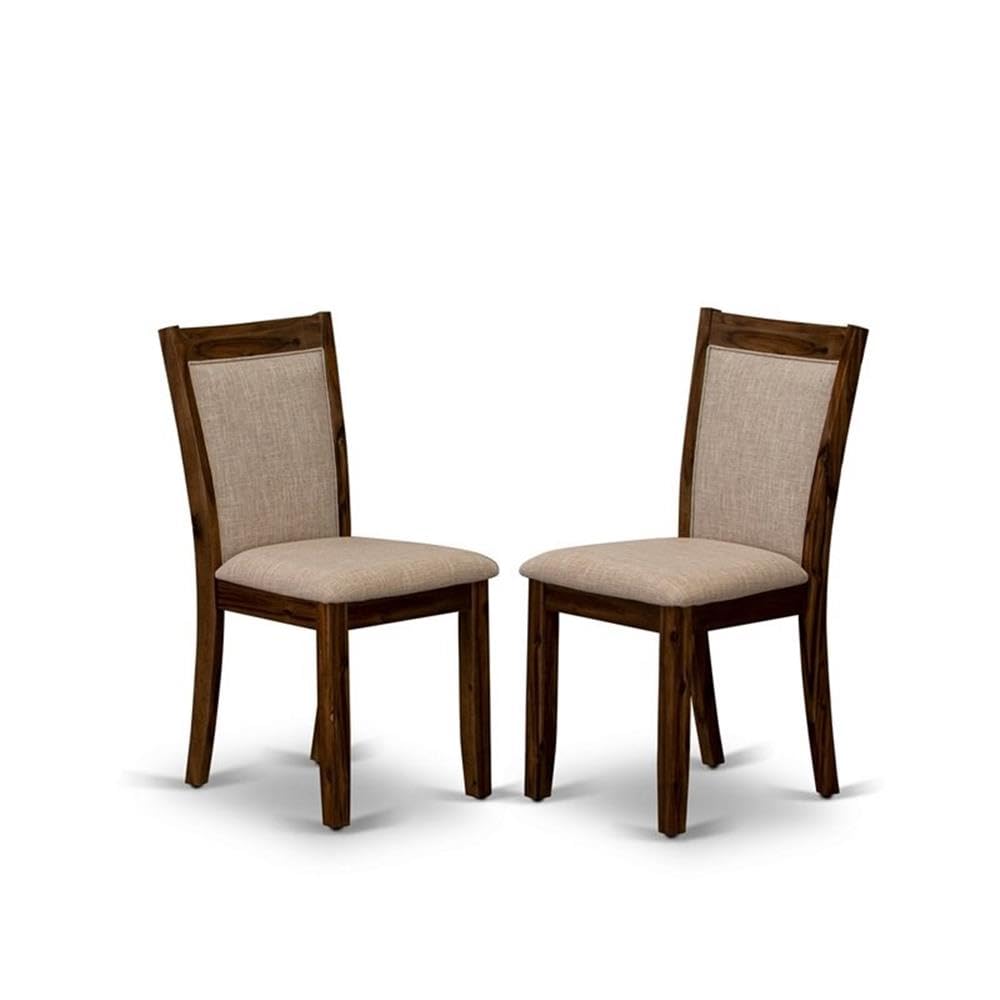 East West Furniture DLMZ3-AWN-04 3-Piece Round Dinette Set with Drop Leaf Table & 2 Light Tan Linen Parsons Chairs, 42x42 Inch, Natural Walnut - Perfect for Small Spaces, Apartments, Breakfast Nooks & Cozy Dining Areas