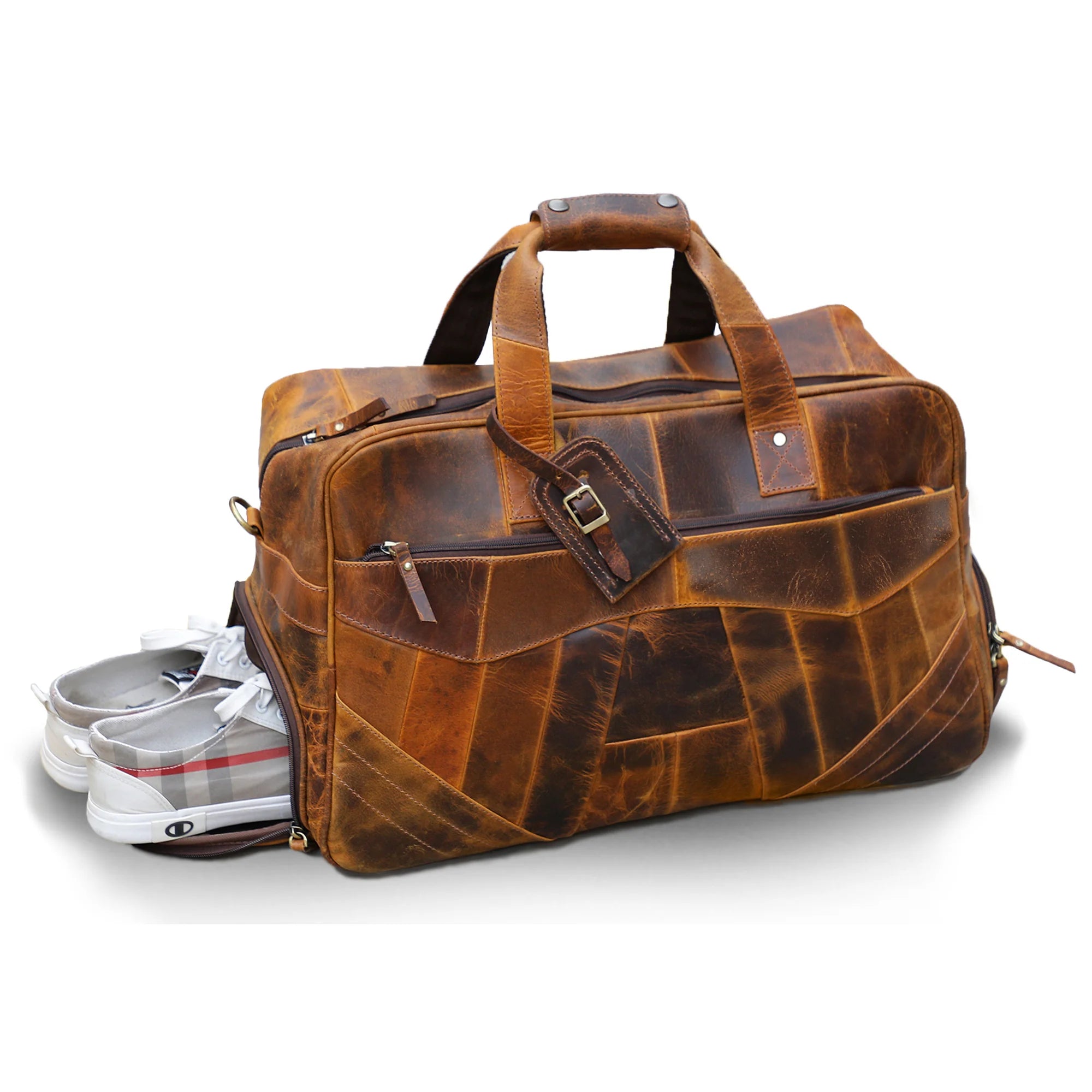 Premium John Leather Travel Duffle Bag - Waterproof & Spacious Carry-On Luggage for Men & Women - Perfect for Gym, Weekend Trips & Business Travel