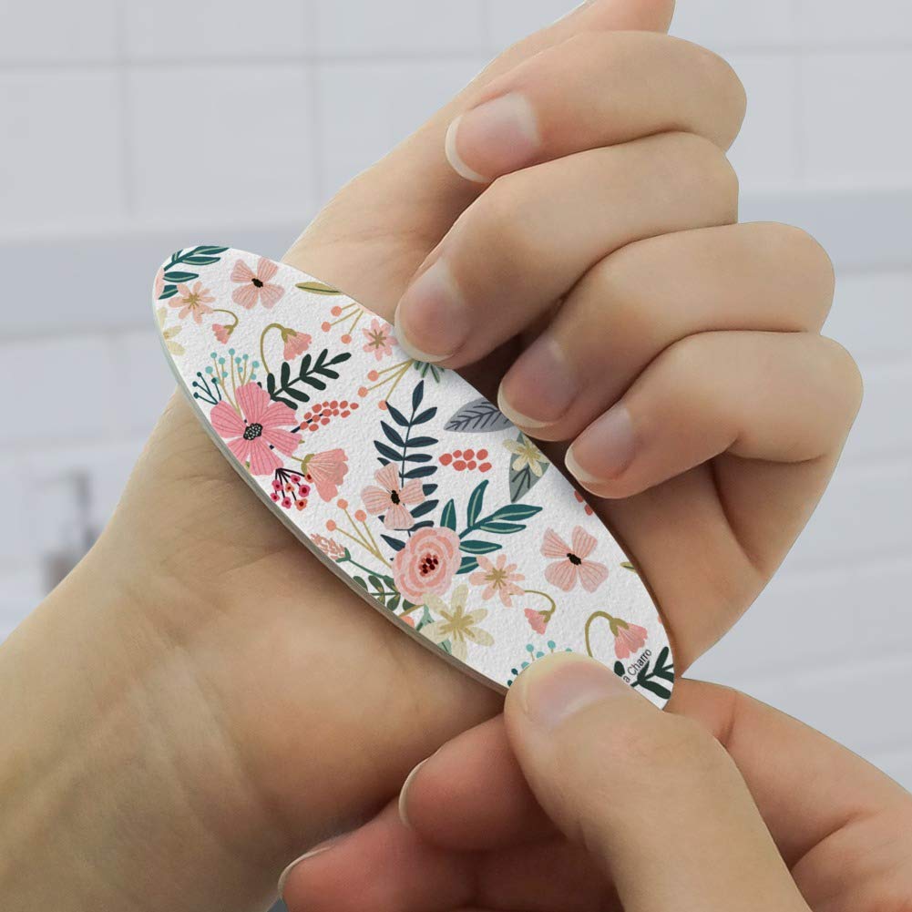 French Garden Double-Sided Oval Nail Files - 4 Pack Emery Boards for Manicure & Pedicure | Perfect for Home, Salon, Travel & Gift Giving
