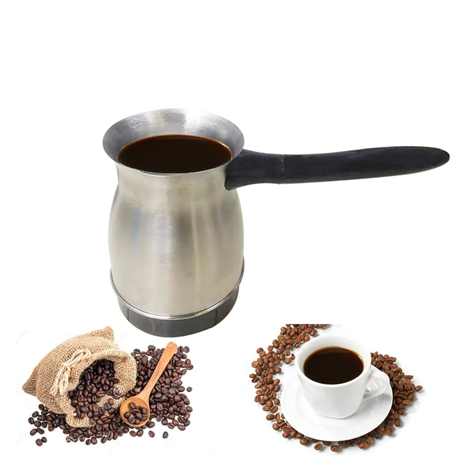 Stainless Steel French Press Coffee Maker 600W Electric Coffee Pot - Turkish Coffee Machine for Home & Office - Fast Brewing with UK Plug (Silver) - Perfect for Morning Brews & Entertaining Guests