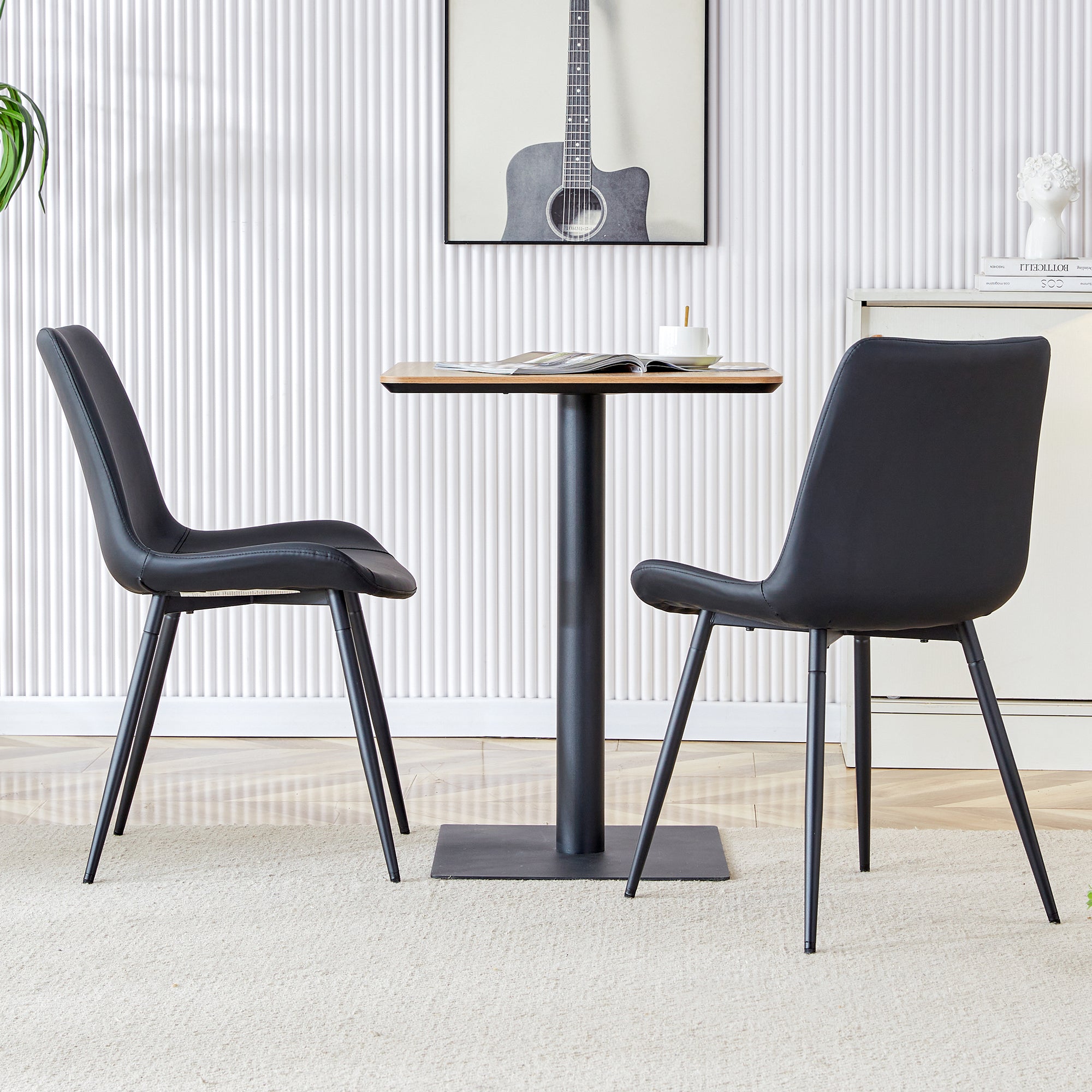 Premium Black Faux Leather Dining Chairs with Metal Legs - Ergonomic Curved Backrest & Wide Cushion for Maximum Comfort - Set of 4 Modern Chairs for Restaurant, Kitchen, Bedroom & Office Use
