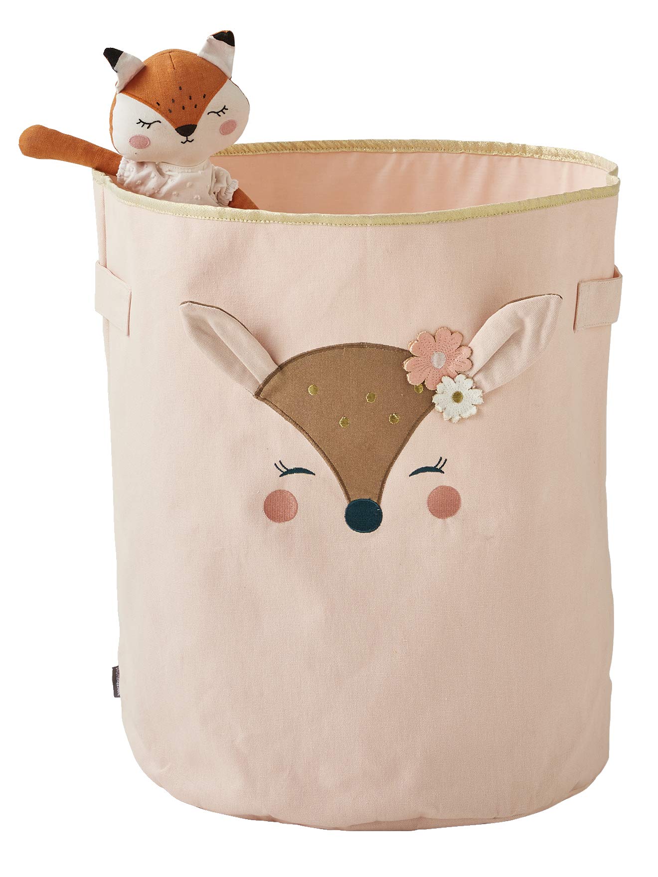 VERTBAUDET Extra Large Pink Deer Storage Basket - Perfect for Nursery, Kids Room, and Home Organization