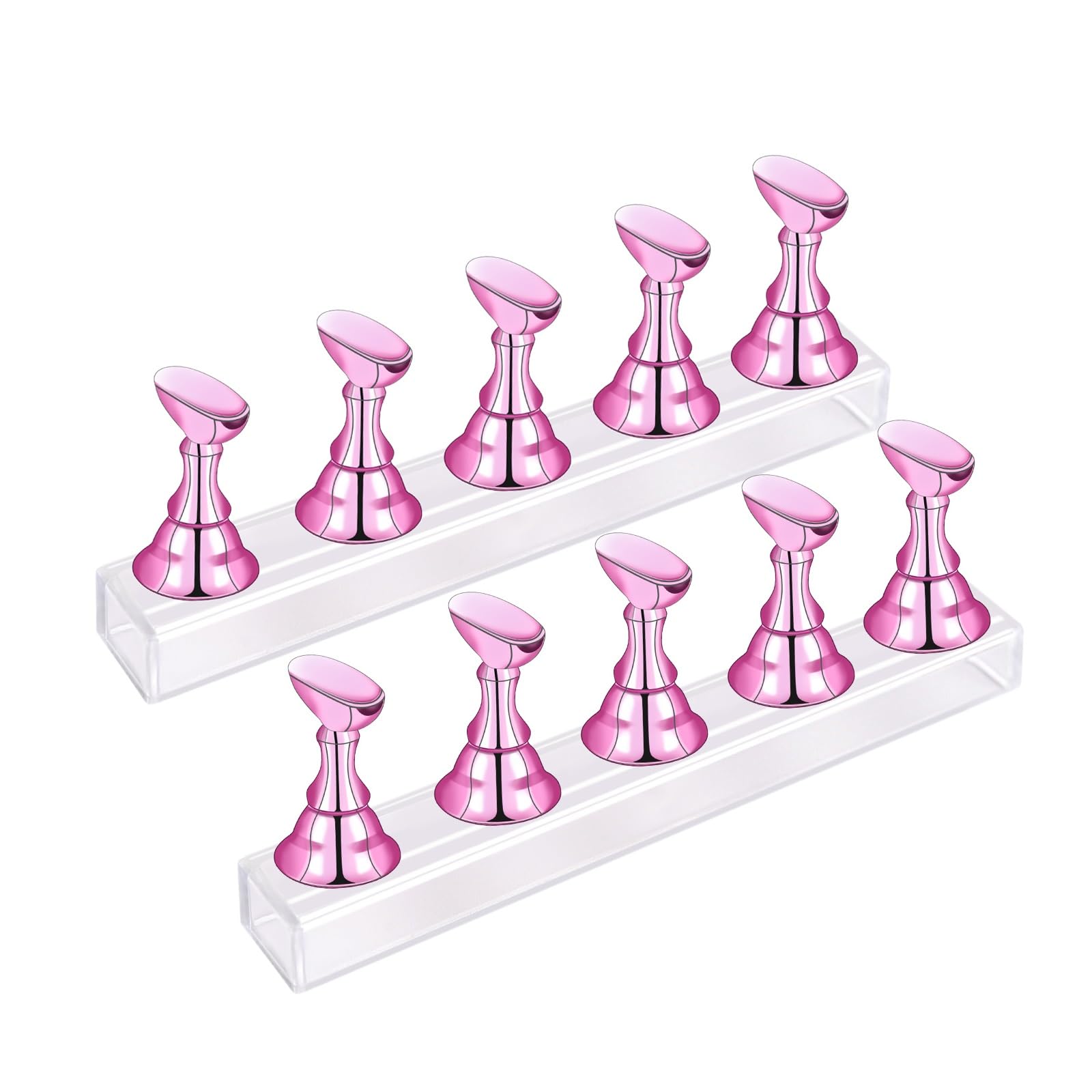 2 Pack Magnetic Nail Stand for Press On Nails - Fake Nail Tips Holder for Nail Art Practice, DIY Display & Salon Use - Purple Nail Stand for Home, Travel & Professional Nail Artists