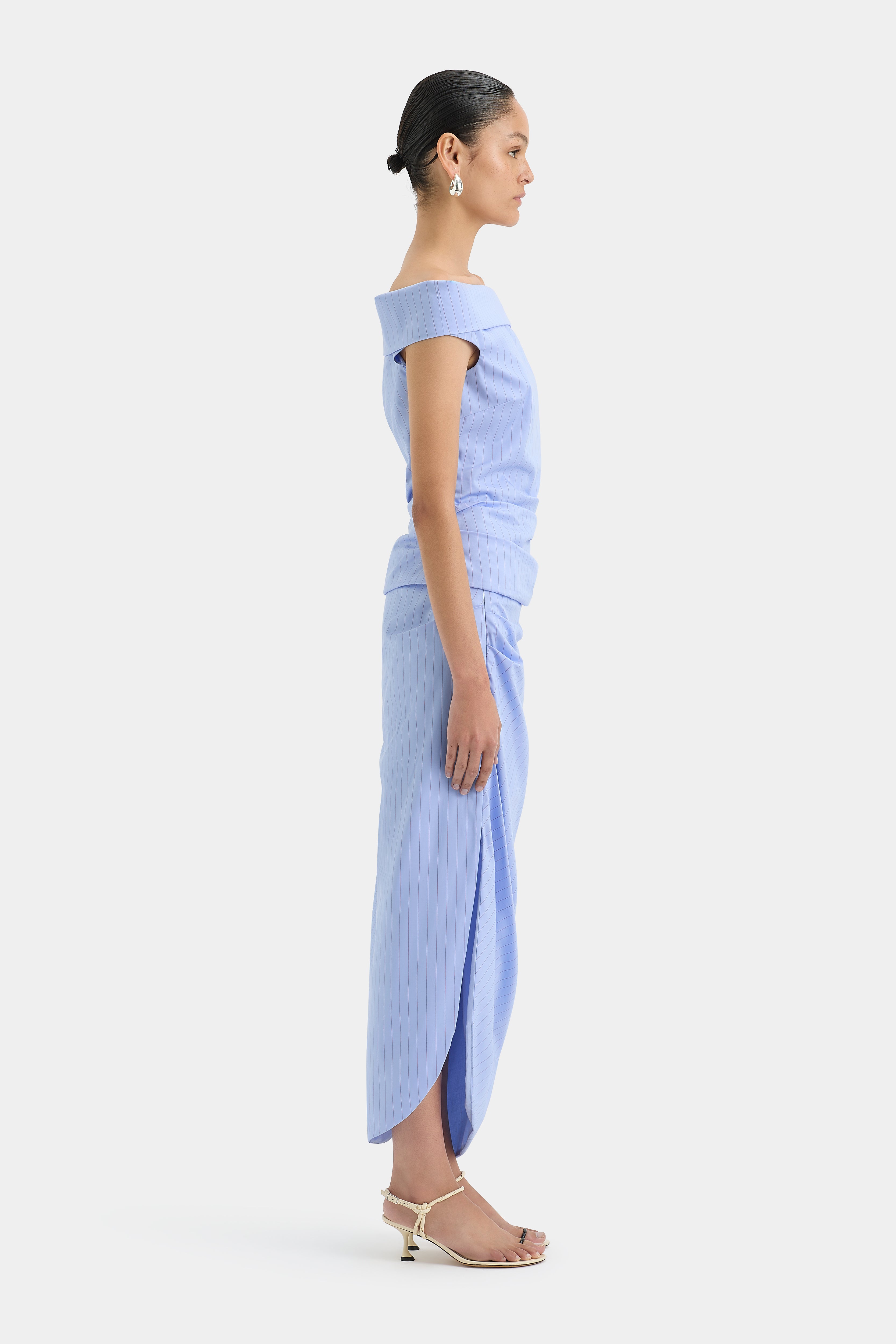Lori Midi Skirt Sky Blue - Flowy A-Line Women's Skirt for Casual Wear, Office & Summer Outfits
