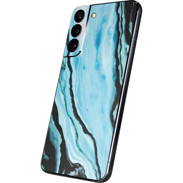 Premium Aqua Blue Marble Phone Skin for Samsung Galaxy S22 Plus | Durable Vinyl Decal | Scratch Protection | Perfect for Office, Travel & Everyday Use