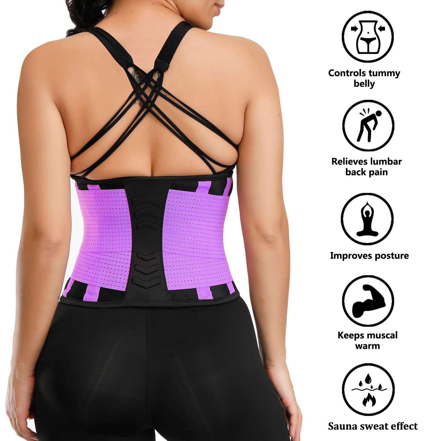 VENUZOR Waist Trainer Belt for Women - Slimming Body Shaper & Waist Cincher - Postpartum Recovery & Workout Girdle - Tummy Control Shapewear for Weight Loss & Gym Training (Black, Medium) - Perfect for Post-Pregnancy, Fitness & Everyday Wear