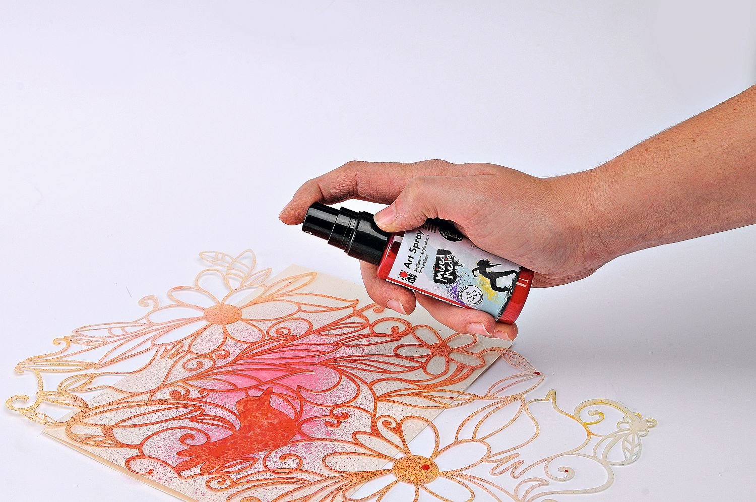 Marabu 027200004 Art Stamp Rose - 16 x 16 cm DIY Craft Stamp for Scrapbooking, Card Making & Gift Wrapping