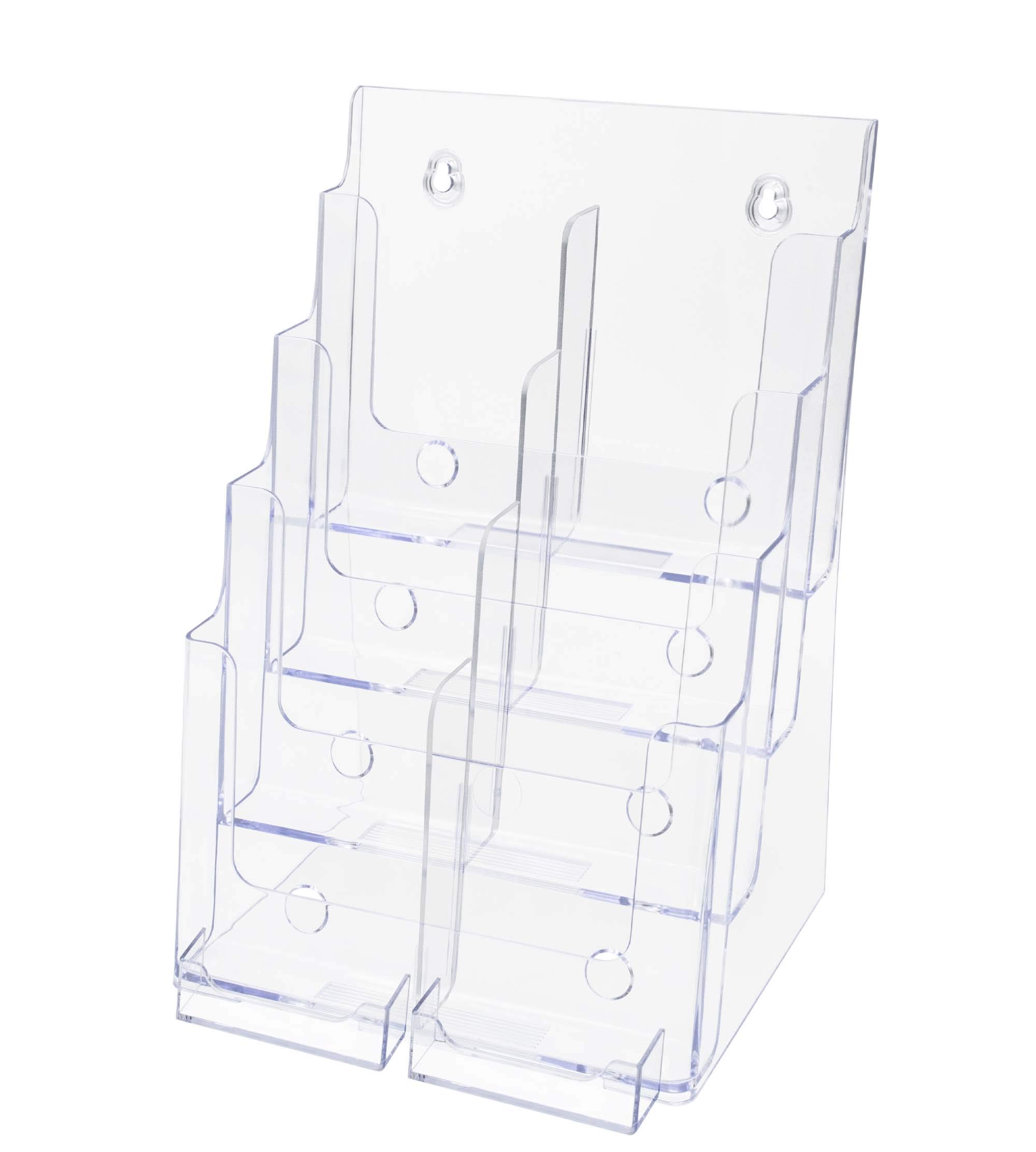 2 Pack Clear Acrylic Brochure Holders for Catalogs, Rack Cards & Business Cards (3.5
