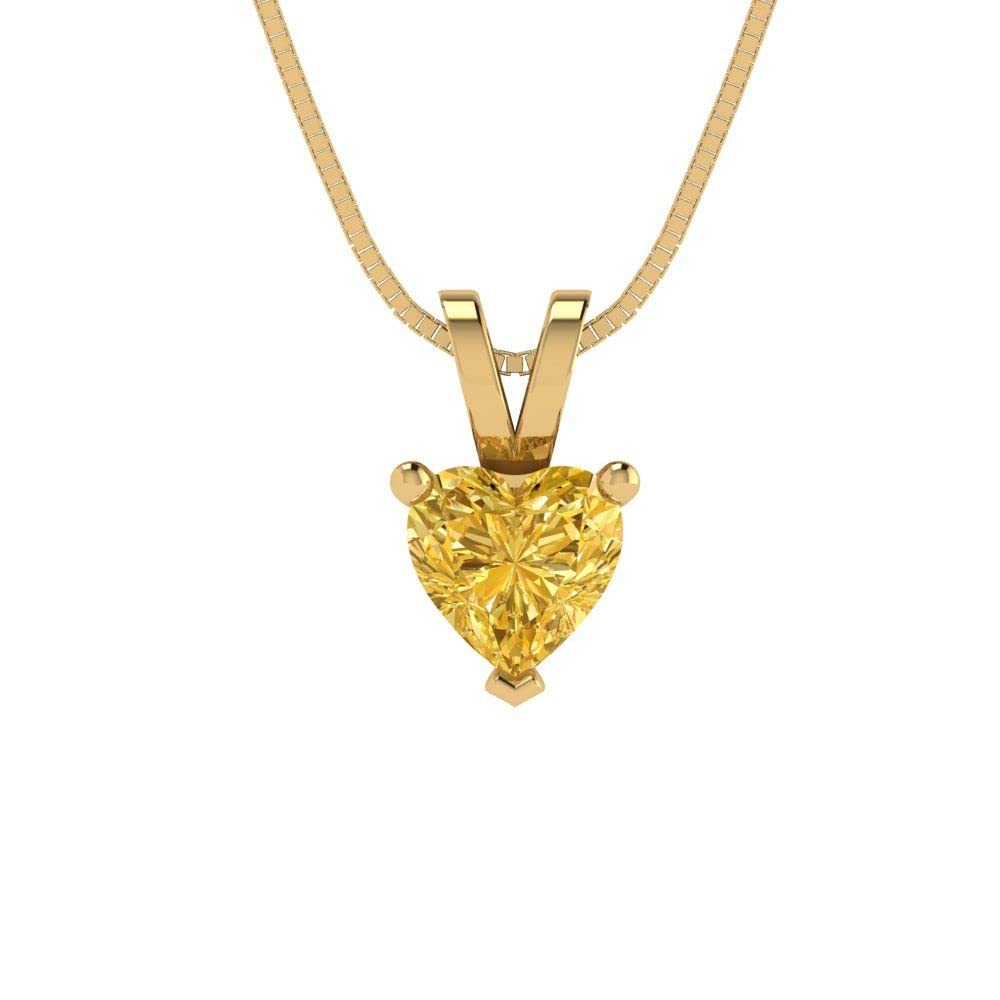 0.5ct Heart Cut Yellow Simulated Diamond Necklace - 18K Gold Pendant for Gifts