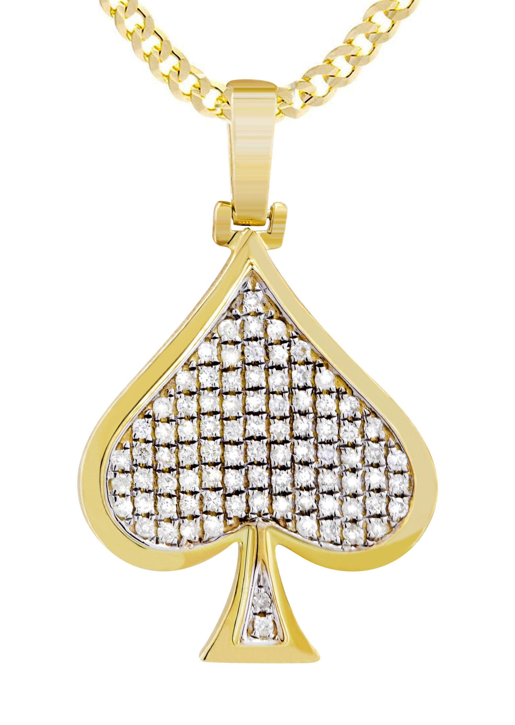 10K Yellow Gold Spades Diamond Necklace | 0.57 Carats | Elegant Jewelry Gift for Women | Perfect for Parties, Anniversaries & Special Occasions