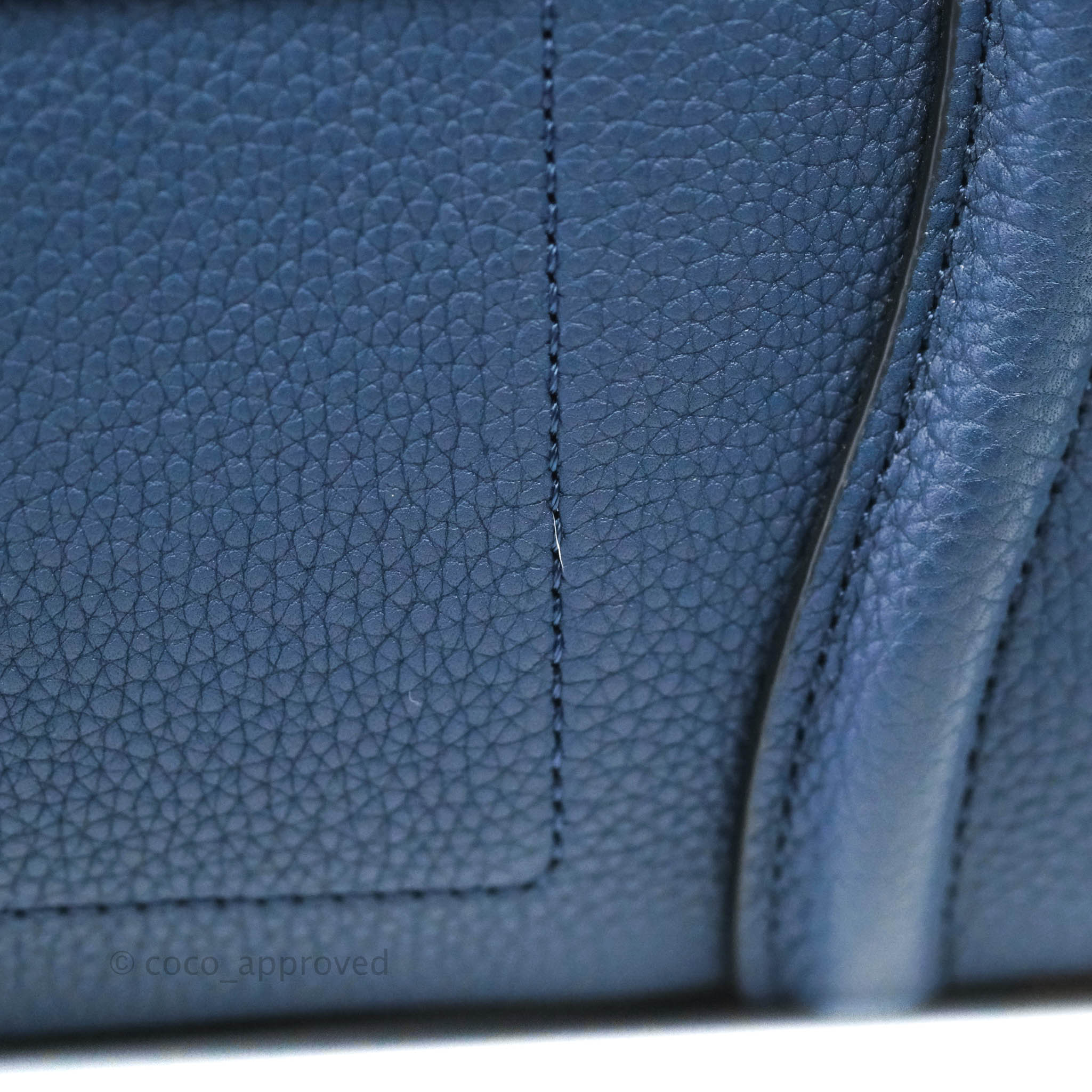 Celine Micro Luggage Handbag in Navy Grained Calfskin with Gold Hardware - Perfect for Work, Travel & Everyday Luxury