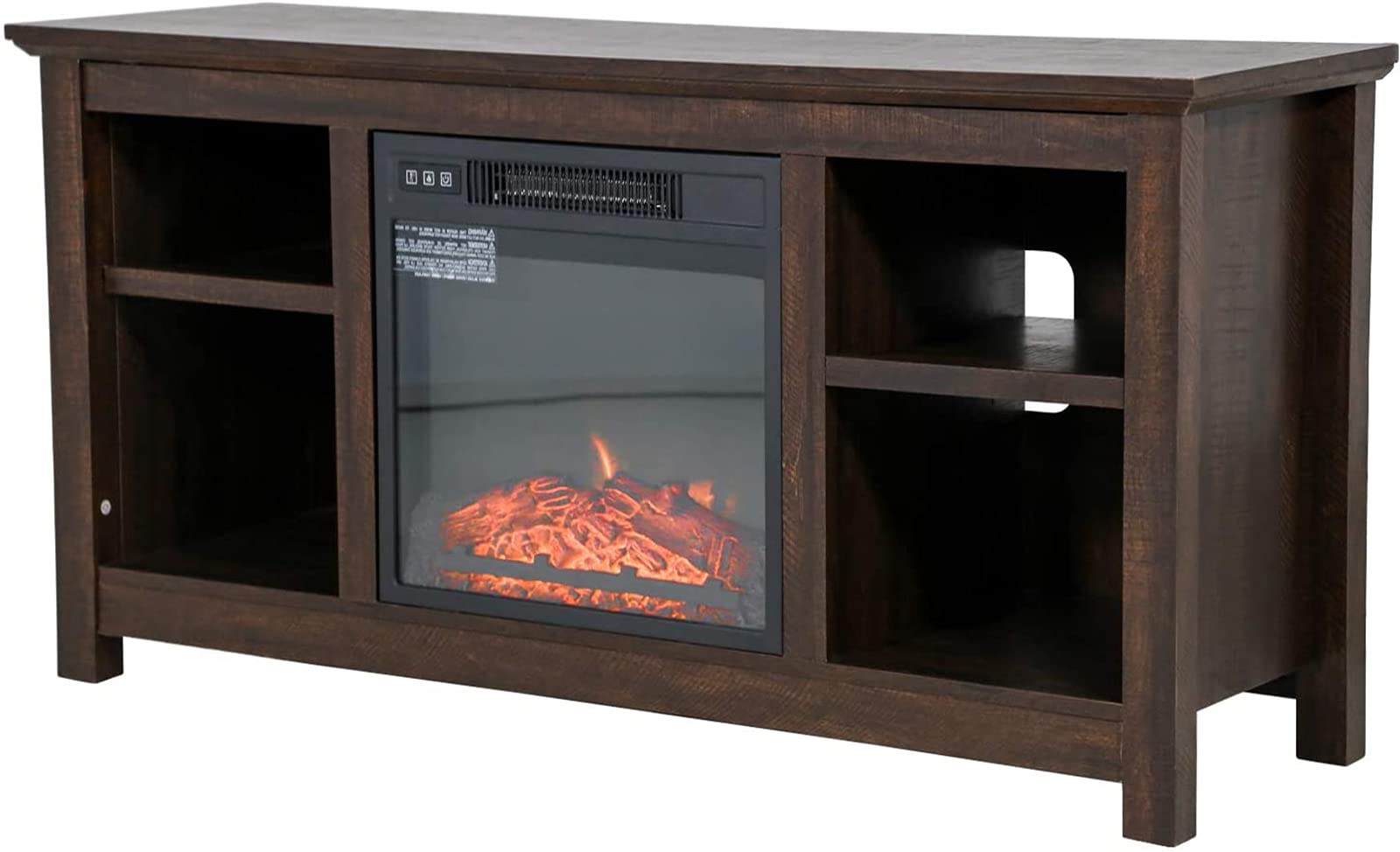 Farmhouse Style Wood Mantel Electric Fireplace TV Stand for up to 52