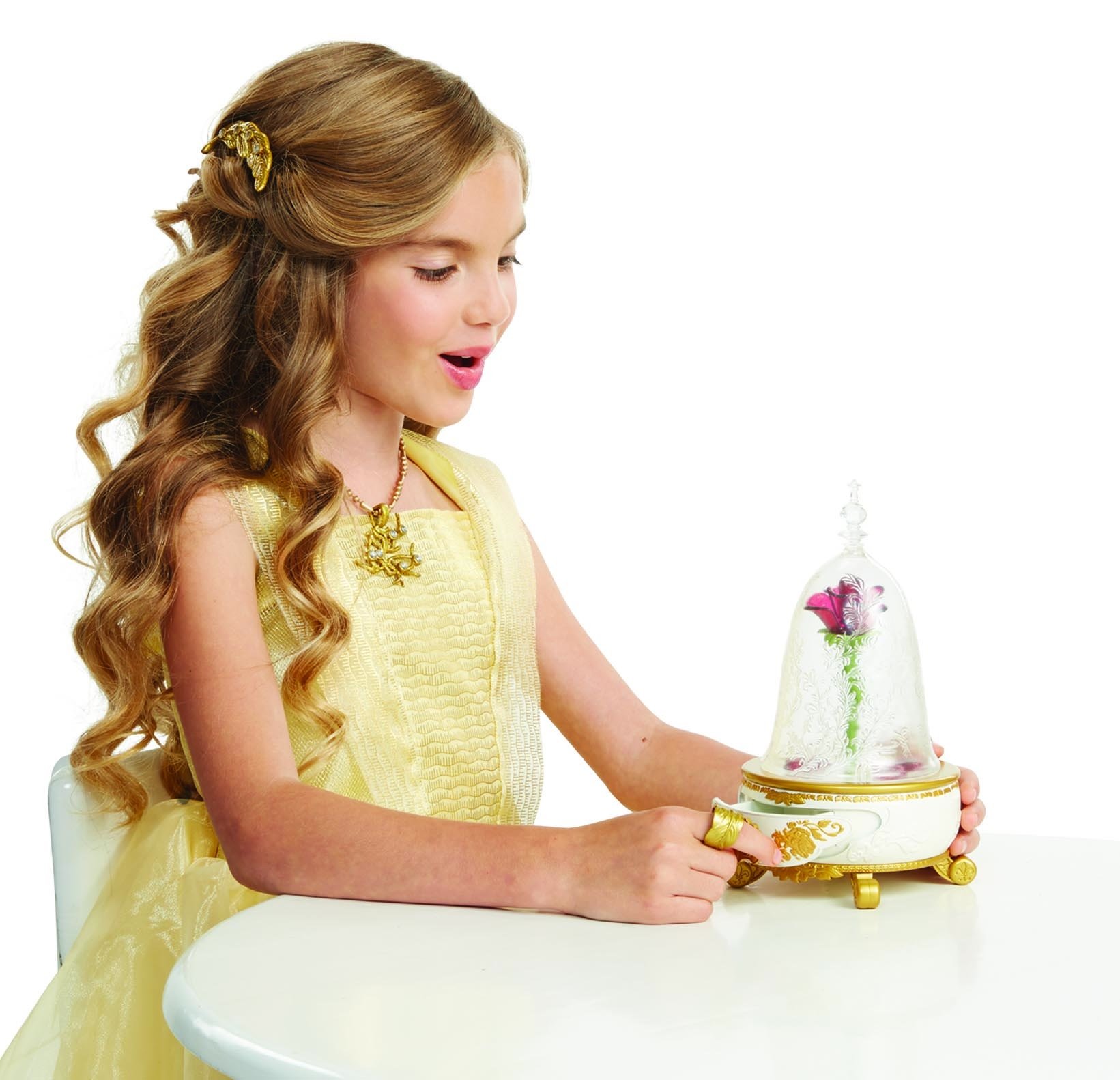 Disney Beauty and The Beast Live Action Enchanted Rose Jewelry Box - Musical Jewelry Storage for Girls, Kids Room Decor, Birthday Gift, Disney Princess Collection (Perfect for Bedroom Decor, Gift Giving, Disney Fans)