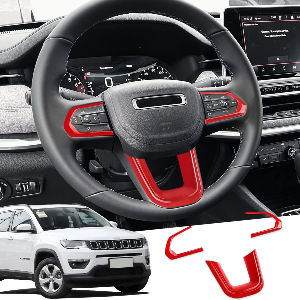 Auovo ABS Steering Wheel Cover for Jeep Compass 2021-2024 | Durable Interior Accessories & Decorative Trim | Perfect for Road Trips & Daily Commuting