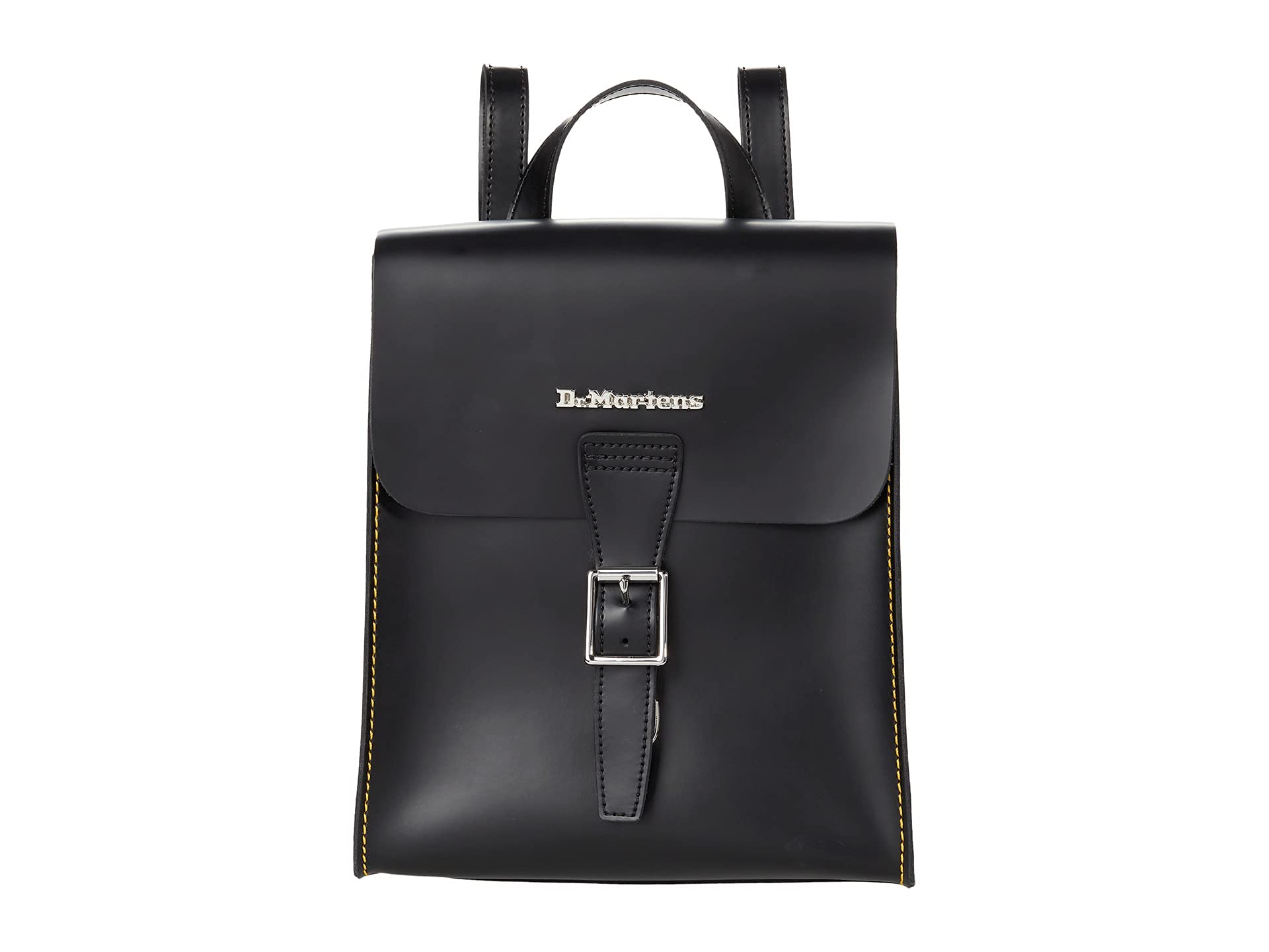 Dr. Martens Mini Leather Unisex Backpack with Square Buckle Closure - Adjustable Shoulder Straps & Top Carry Handle - Black One Size - Perfect for School, Travel & Daily Use