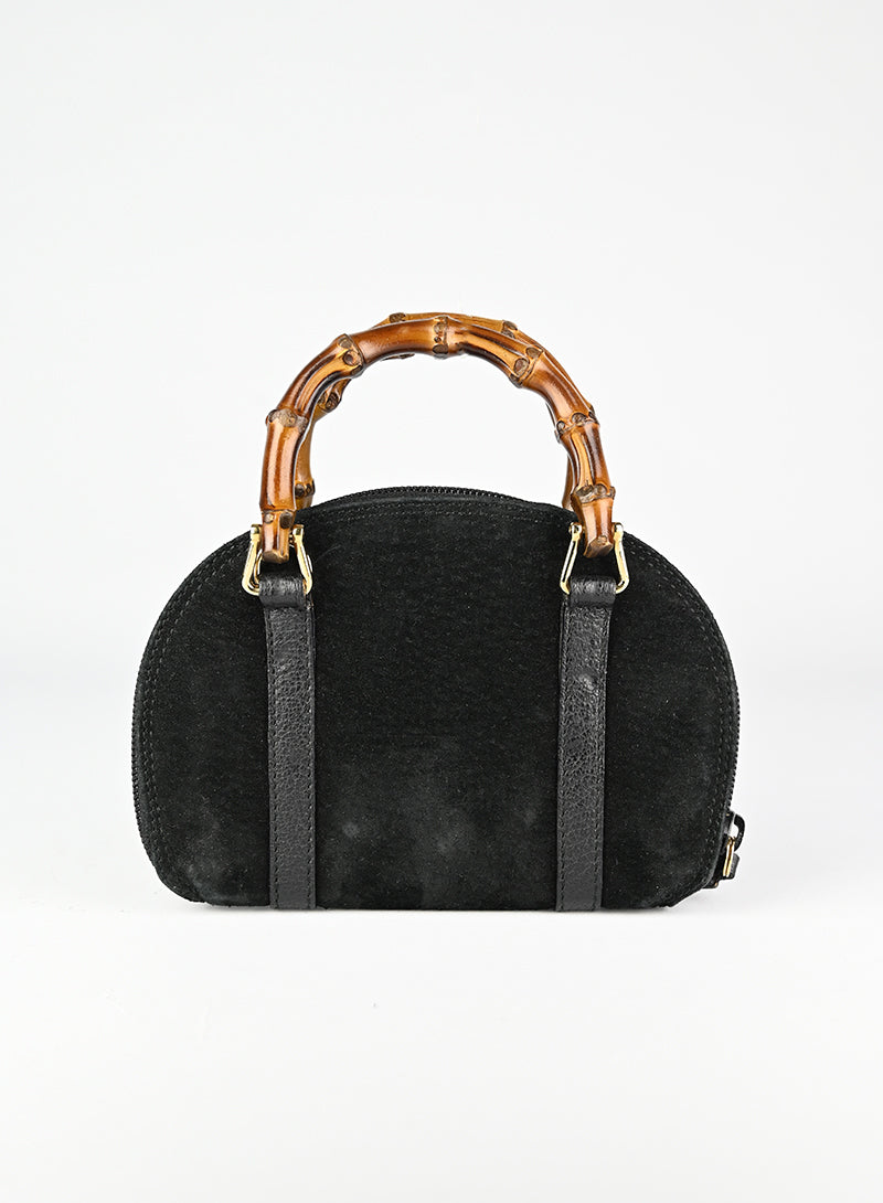 Gucci Black Suede Bamboo Bag - Luxury Handbag for Women, Perfect for Parties, Work & Everyday Use