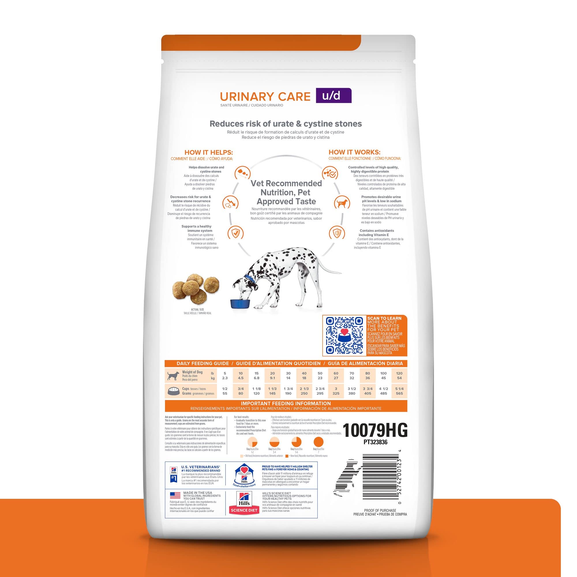 Hill's Prescription Diet u/d Urinary Care Dry Dog Food - Veterinary Recommended Urinary Health Formula for Dogs - 27.5 lb Bag - Supports Bladder & Kidney Function - Ideal for Dogs with Urinary Issues or Crystals