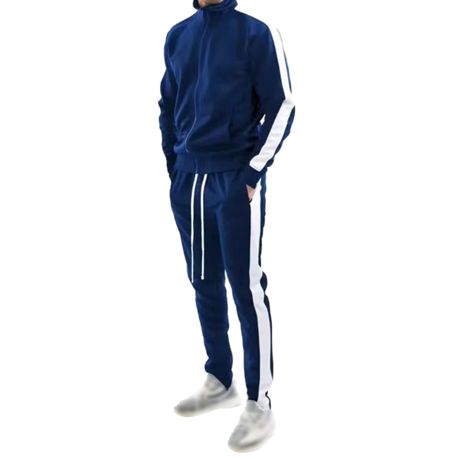 **Men's 2-Piece Hooded Tracksuit Set - Zip-Up Jacket & Jogger Pants for Running, Gym, and Casual Wear | Activewear for Men**