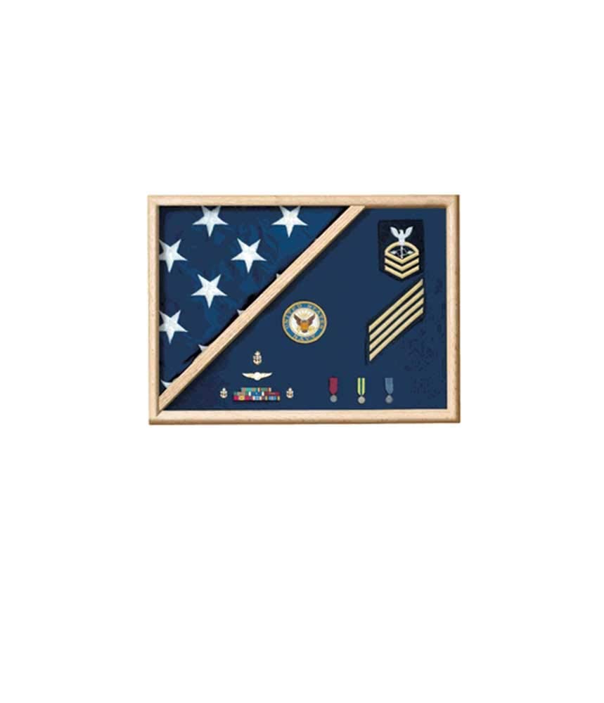Memorial Flag Case for Folded American Flag - Wooden Display Case for Military, Police, Firefighter Memorials - Perfect for Home, Office, or Funeral Tribute