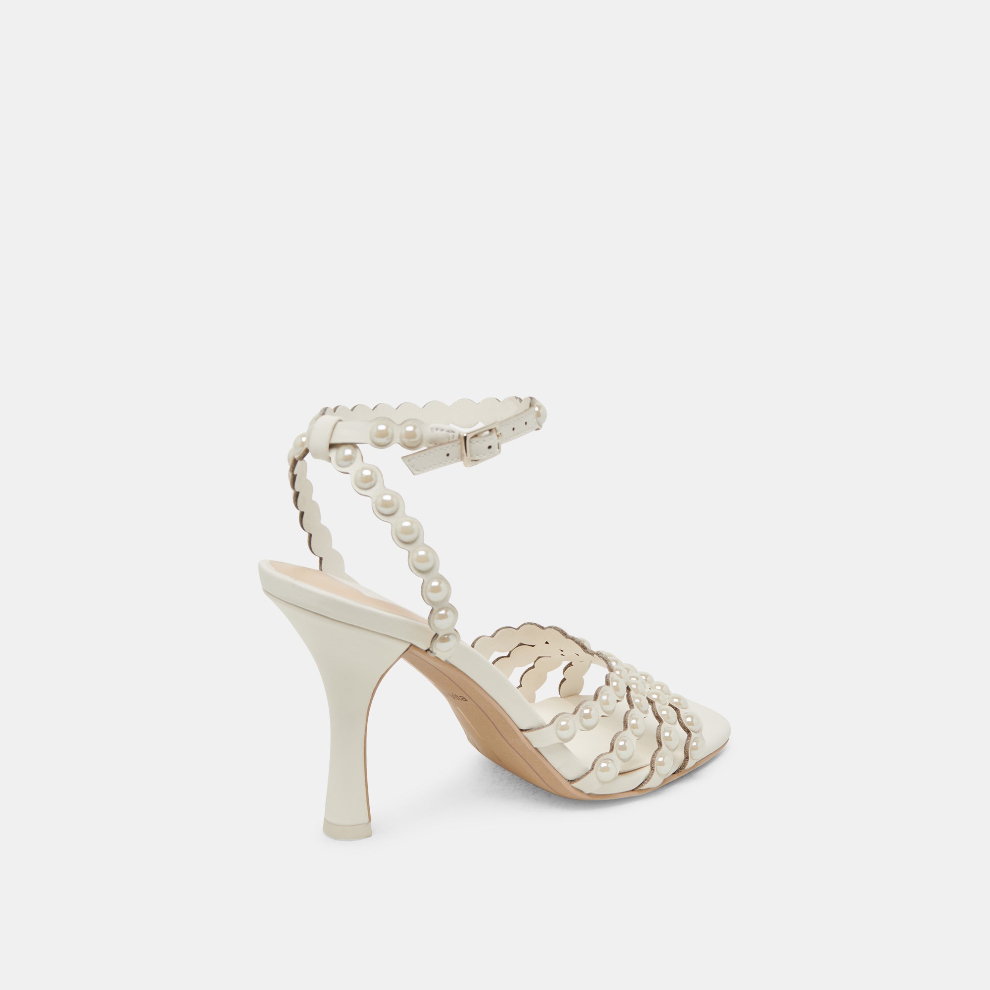 HELLEN PEARL WHITE LEATHER HEELS - Women's Fashion High Heels for Party, Wedding & Evening Events
