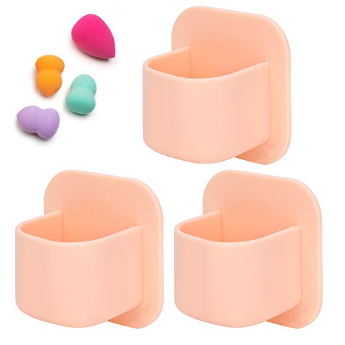 Premium Silicone Makeup Sponge Holder & Brush Organizer - Self-Adhesive Beauty Storage Rack for Brushes, Sponges & Tools (Nude Pink) | Perfect for Vanity, Bathroom & Travel Organization