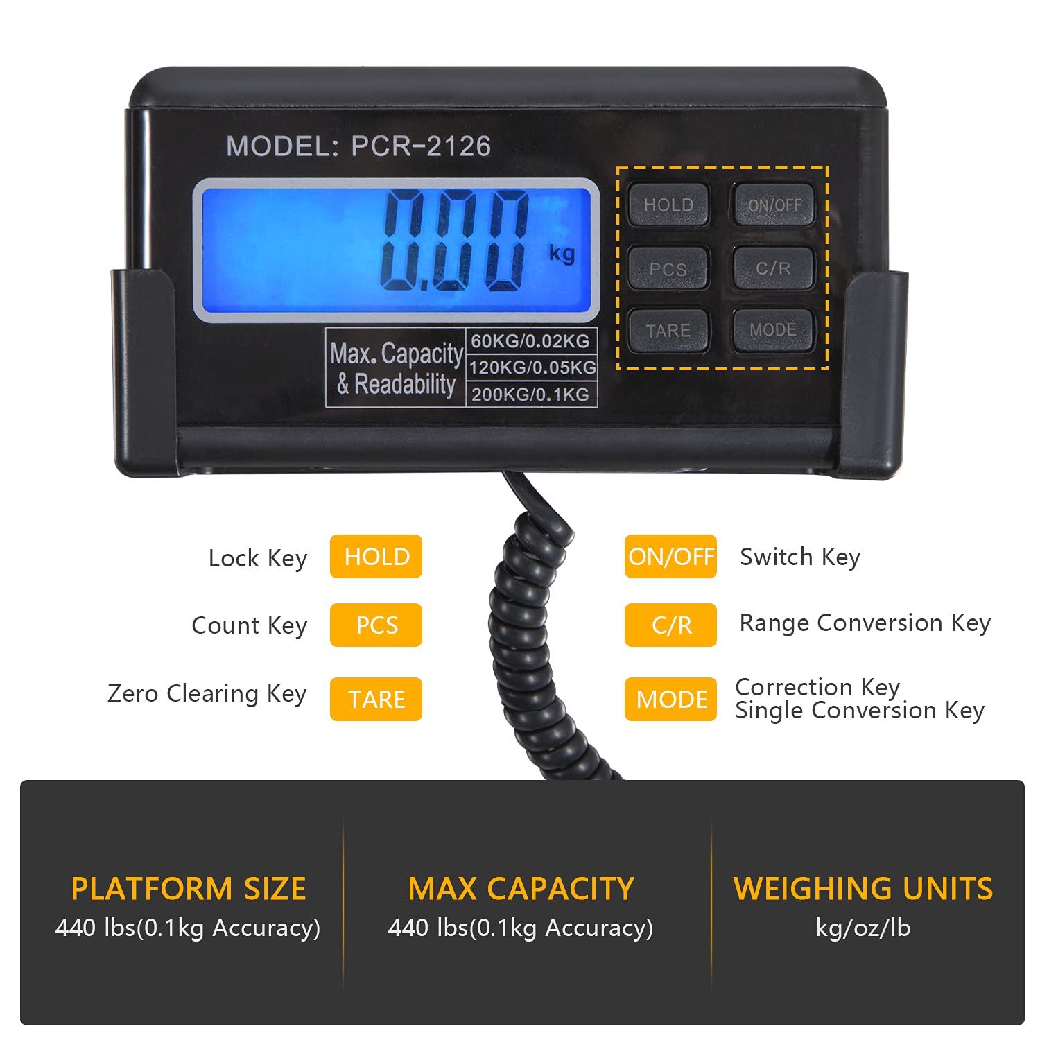 200kg/440lbs Digital Livestock Scale - Heavy Duty Veterinary Pet Scale with Large 103x53cm Stainless Steel Platform - Accurate Weighing for Animals, Dogs, Pigs, Cats, Goats, Cattle & Sheep - Ideal for Farms, Veterinary Clinics, and Livestock Management