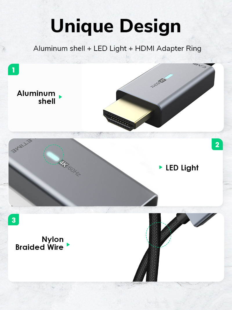 Mini DisplayPort to HDMI Cable 4K 30Hz with LED Indicator - High-Speed Adapter for MacBook Pro, PC, Laptop to Monitor/TV - Perfect for Home Theater, Gaming & Office Setup