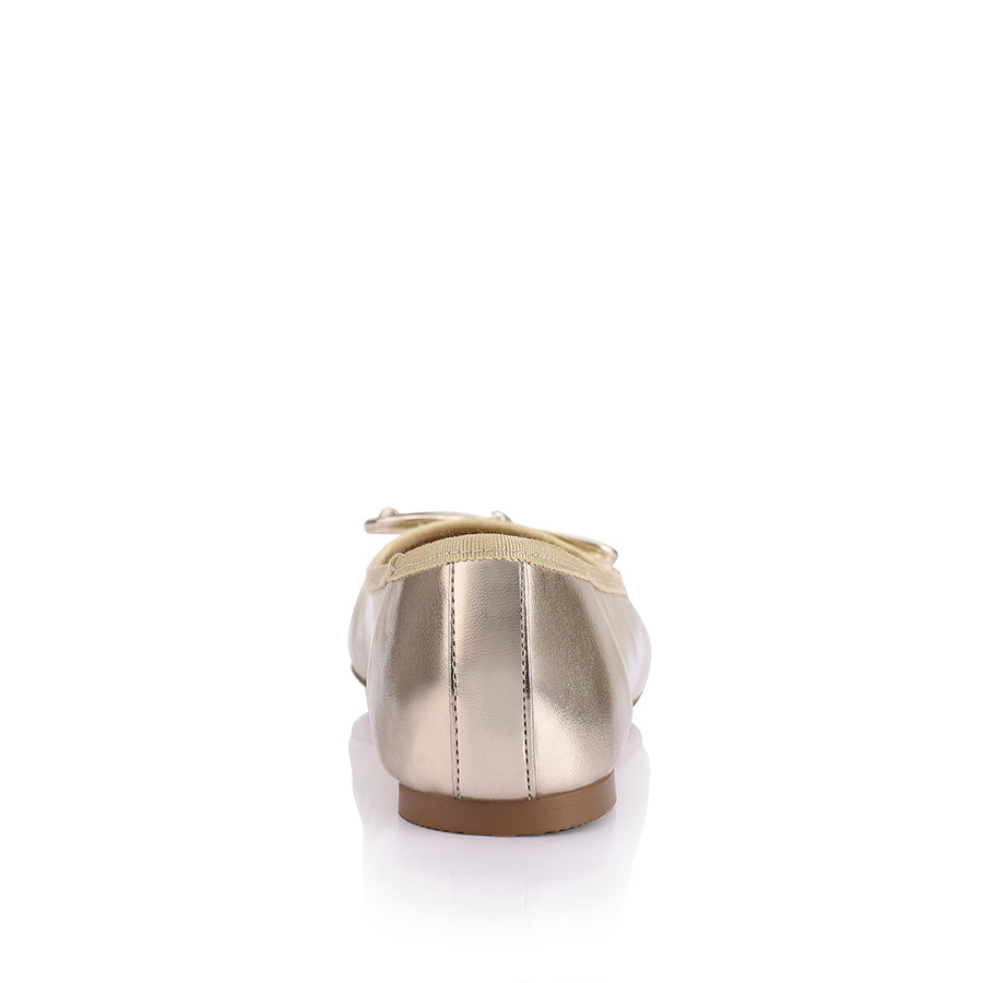 Elegant Ballerina Ballet Flats for Women - Champagne Smooth Leather Comfortable Slip-On Shoes | Perfect for Dance Class, Wedding, Office & Casual Wear