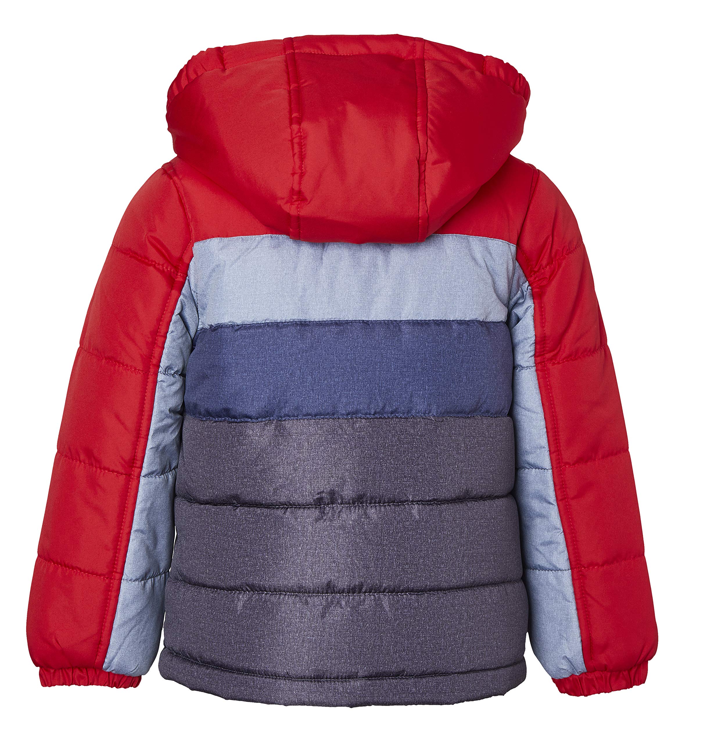 Sportoli Boys' Fleece-Lined Hooded Colorblock Winter Puffer Jacket - Warm Bubble Coat for Kids Outdoor Activities, Snow Play & Cold Weather