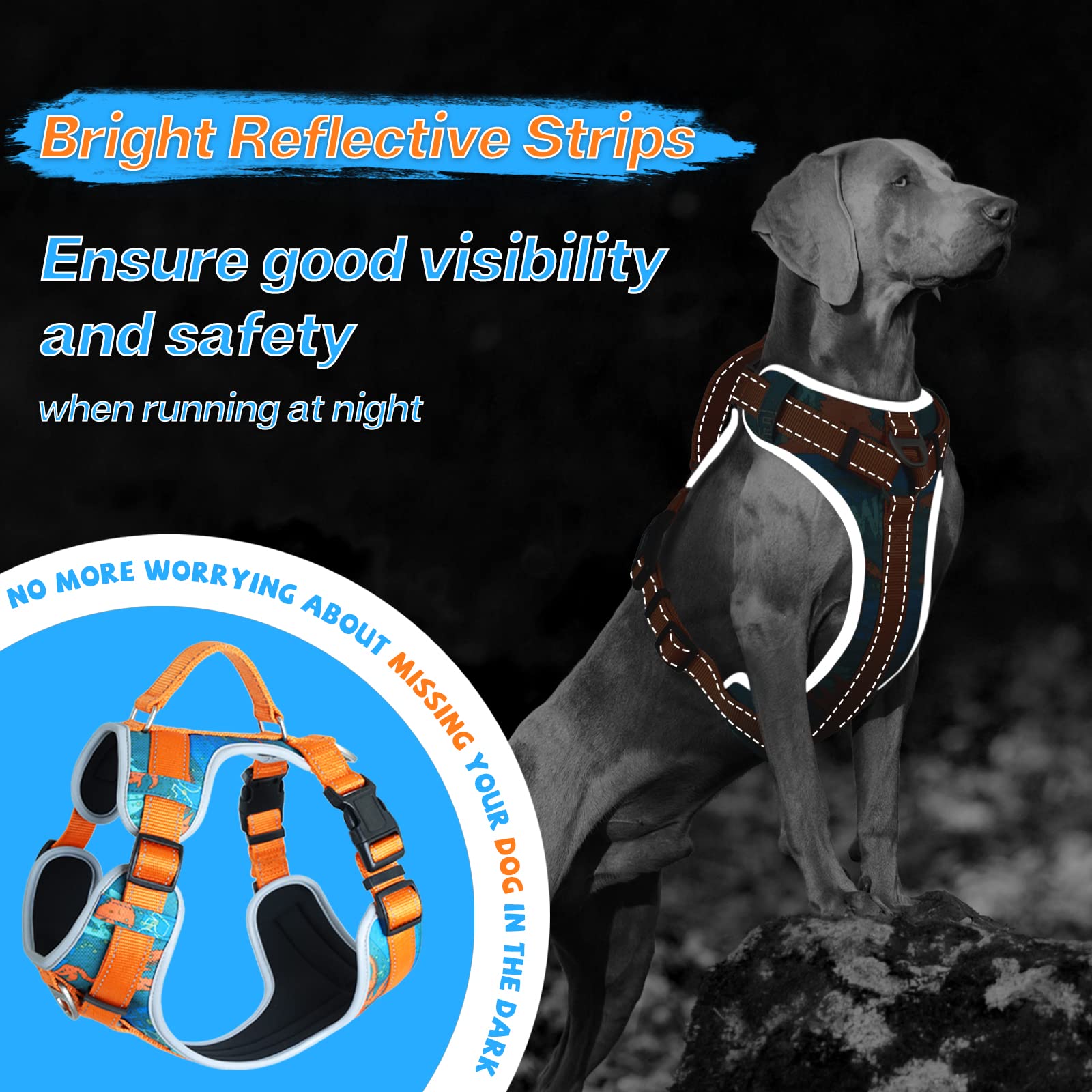 Supet No Pull Dog Harness with Leash - Adjustable Reflective Pet Vest for Small Medium Large Dogs | Heavy Duty Easy Control Handle | Perfect for Walking, Training & Outdoor Adventures