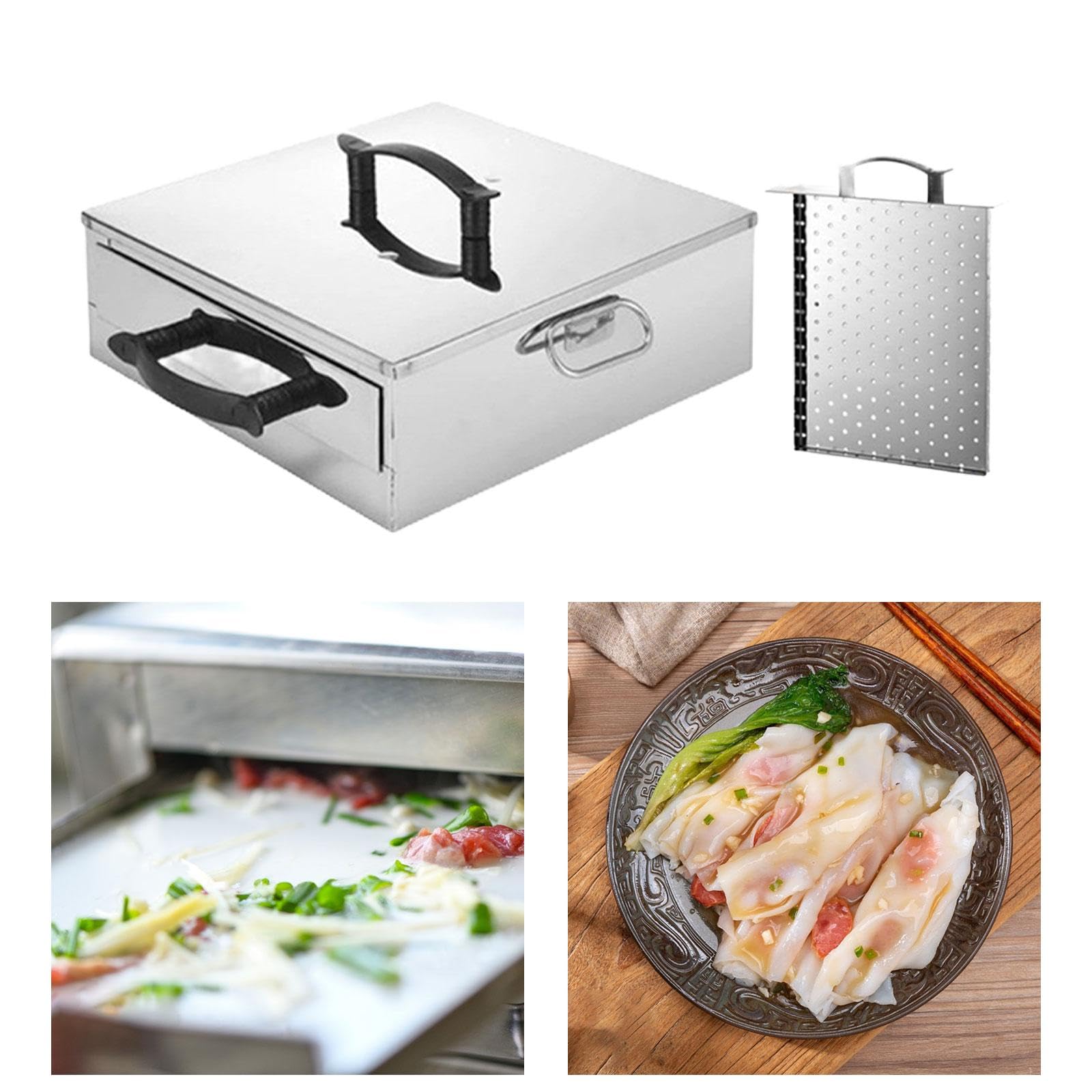 304 Stainless Steel Rice Roll Steamer Machine - 1 Layer Household Rice Noodle & Vermicelli Steamer for Dim Sum, Cheung Fun, and Asian Cuisine - Perfect for Home Kitchens & Small Restaurants