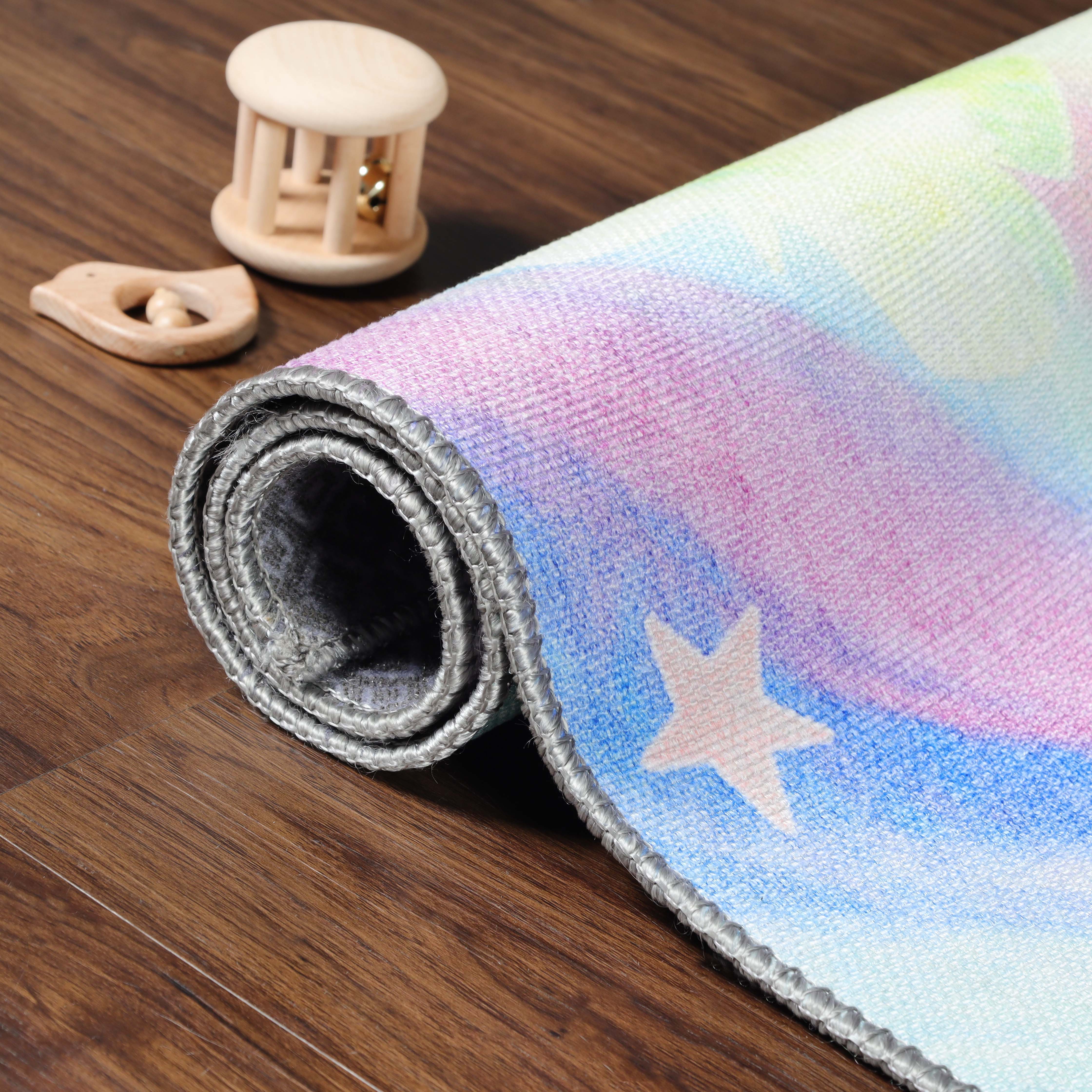 Non-Slip Butterfly Kids Playroom Rug - Washable Nursery Carpet for Toddlers & Children - Soft Indoor Floor Mat for Play Areas, Bedrooms & Daycare