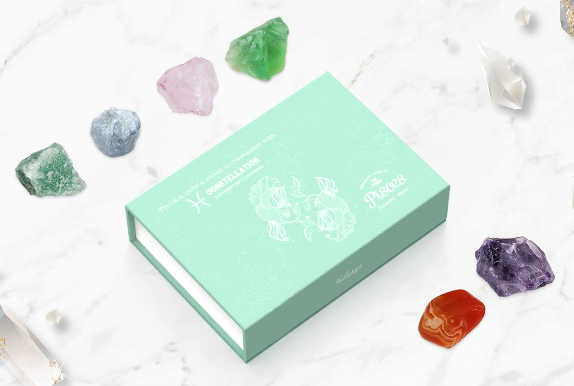 **Pisces Zodiac Healing Crystals - Spiritual Gifts for Women & Girls - Astrology Stones for Beginners - Birthday Gifts for Her, Sisters, Friends, Daughters & Mothers - Home & Office Spiritual Decor - Perfect for Meditation, Energy Healing & Yoga Spaces**