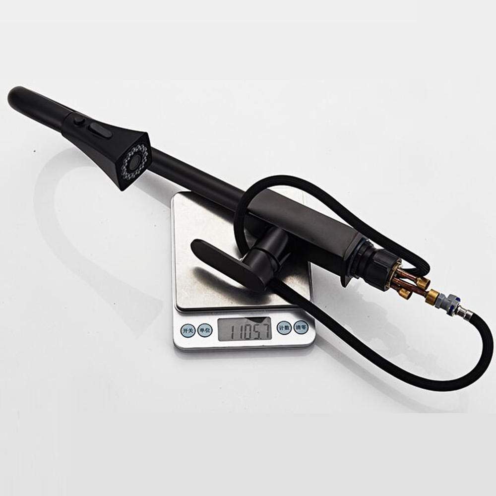 Black Kitchen Faucet with Pull Down Sprayer - 360° Swivel, Hot & Cold Water, Telescopic Design - Perfect for Modern Sinks, Dishwashing, and Food Prep