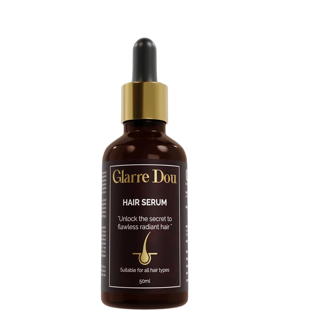 Glarre Hair Growth Serum with Natural Oil Extracts - Argan Oil, Tea Tree Oil, Jojoba Oil, Sunflower Oil, Bhringraj Oil & Rosemary Oil | Stops Hair Breakage & Prevents Hair Loss | For Men & Women - 50ml | Perfect for Daily Hair Care & Scalp Treatment at Home