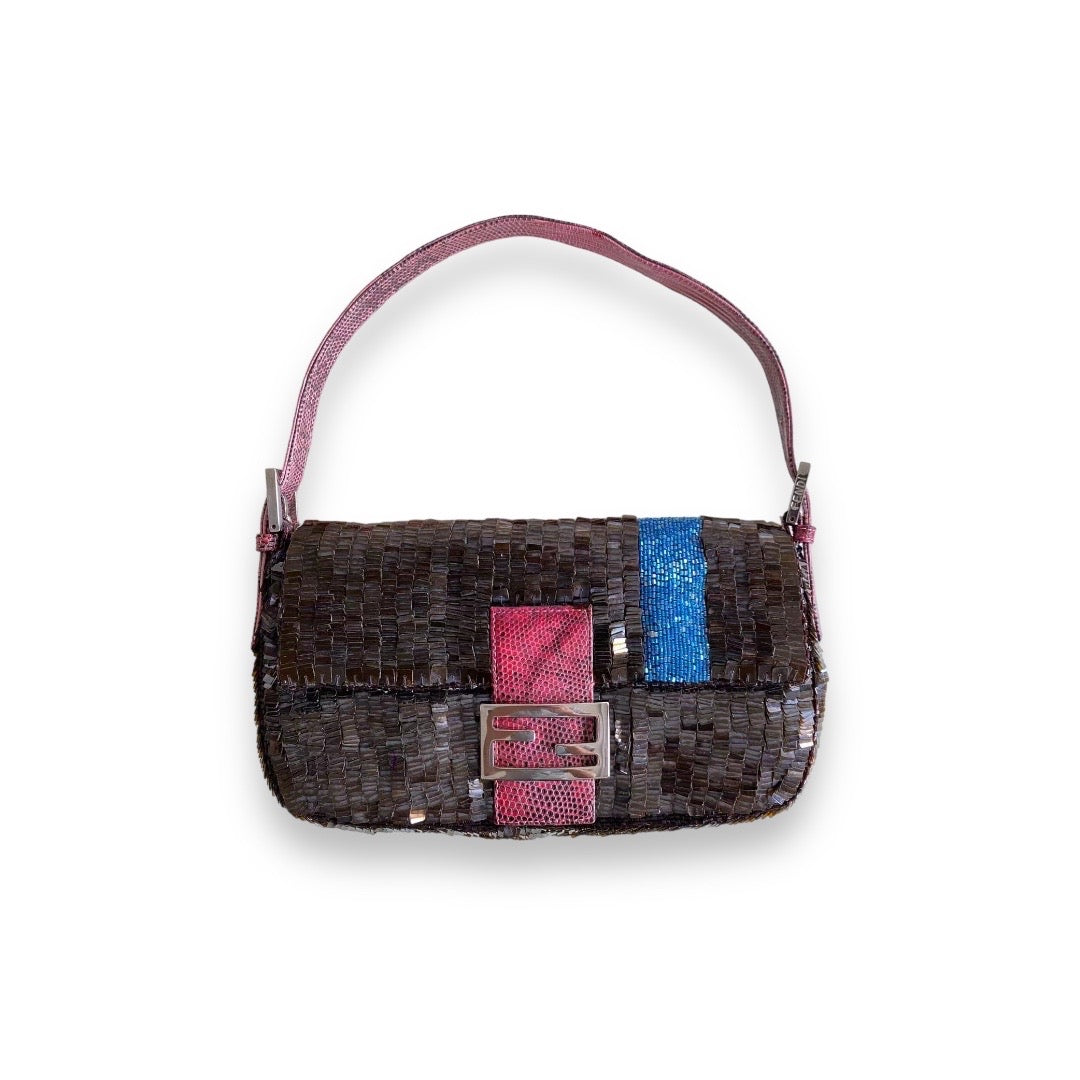 Vintage Fendi Sequin Baguette Bag - Luxury Designer Shoulder Purse for Women | Perfect for Evening Parties, Weddings & Special Occasions