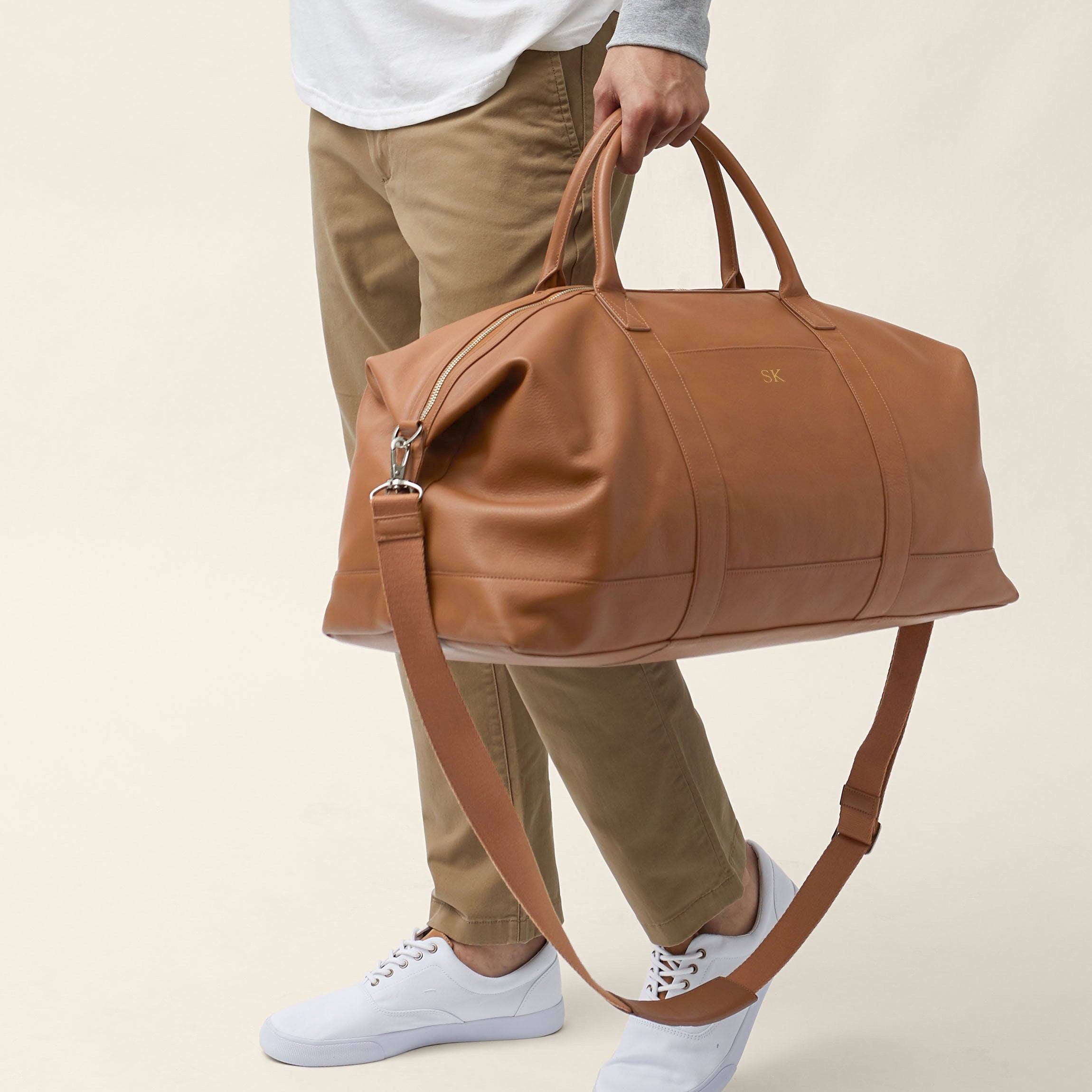 Kessler Large Duffle Bag in Cognac - Spacious Travel Duffel for Gym, Weekend Trips & Outdoor Adventures