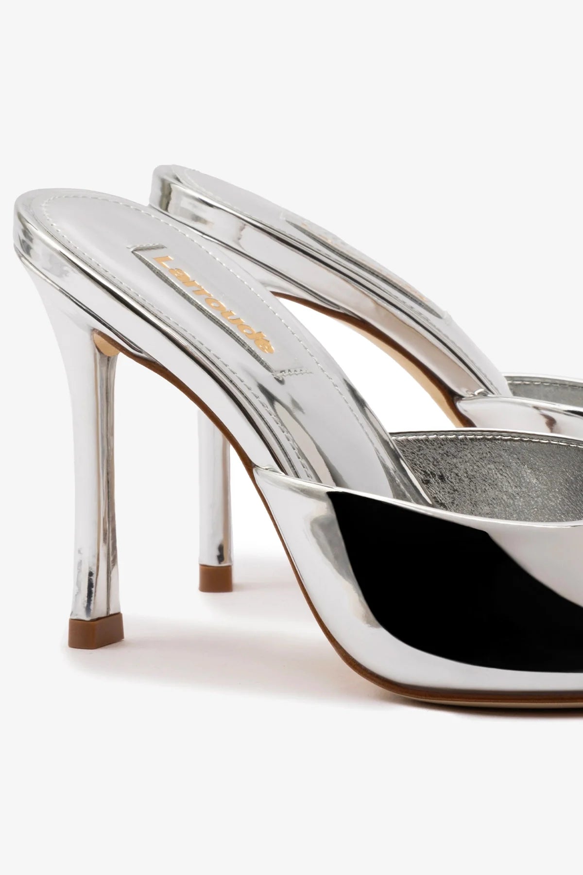 Silver Specchio Jasmine Hi Mule Shoes - Women's Fashion Block Heel Sandals for Party, Wedding & Evening Occasions