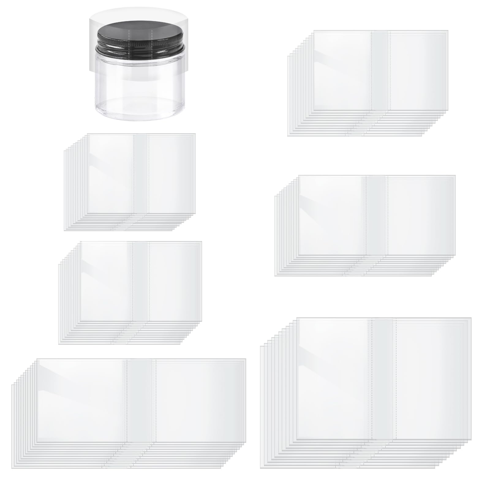 Glarks 1200Pcs Clear Heat Shrink Wrap Bands - 6 Sizes Perforated PVC Shrink Bags for Bottles, Jars, Tubes, Cans & Tins | Tamper Proof Sealing Solution for Food Packaging, DIY Crafts & Product Protection