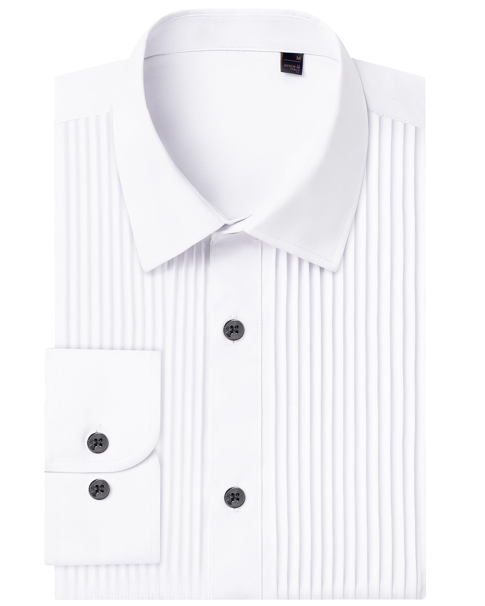 J.VER Men's Tuxedo Shirt - Formal Dress Shirt with Pleated Front & Long Sleeves for Prom, Wedding, Party & Special Occasions | Premium Button Down Shirt for Grooms, Groomsmen & Black Tie Events
